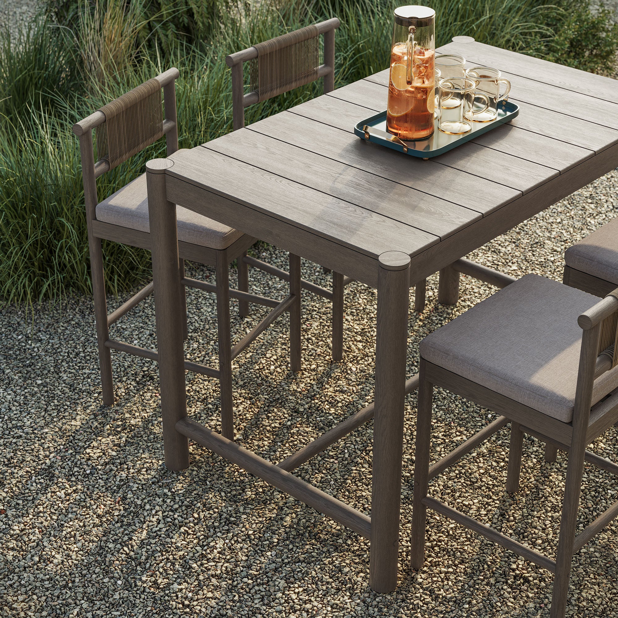 Modway EEI-7631 Eleni 5-Piece Outdoor Patio Teak Wood Bar Set