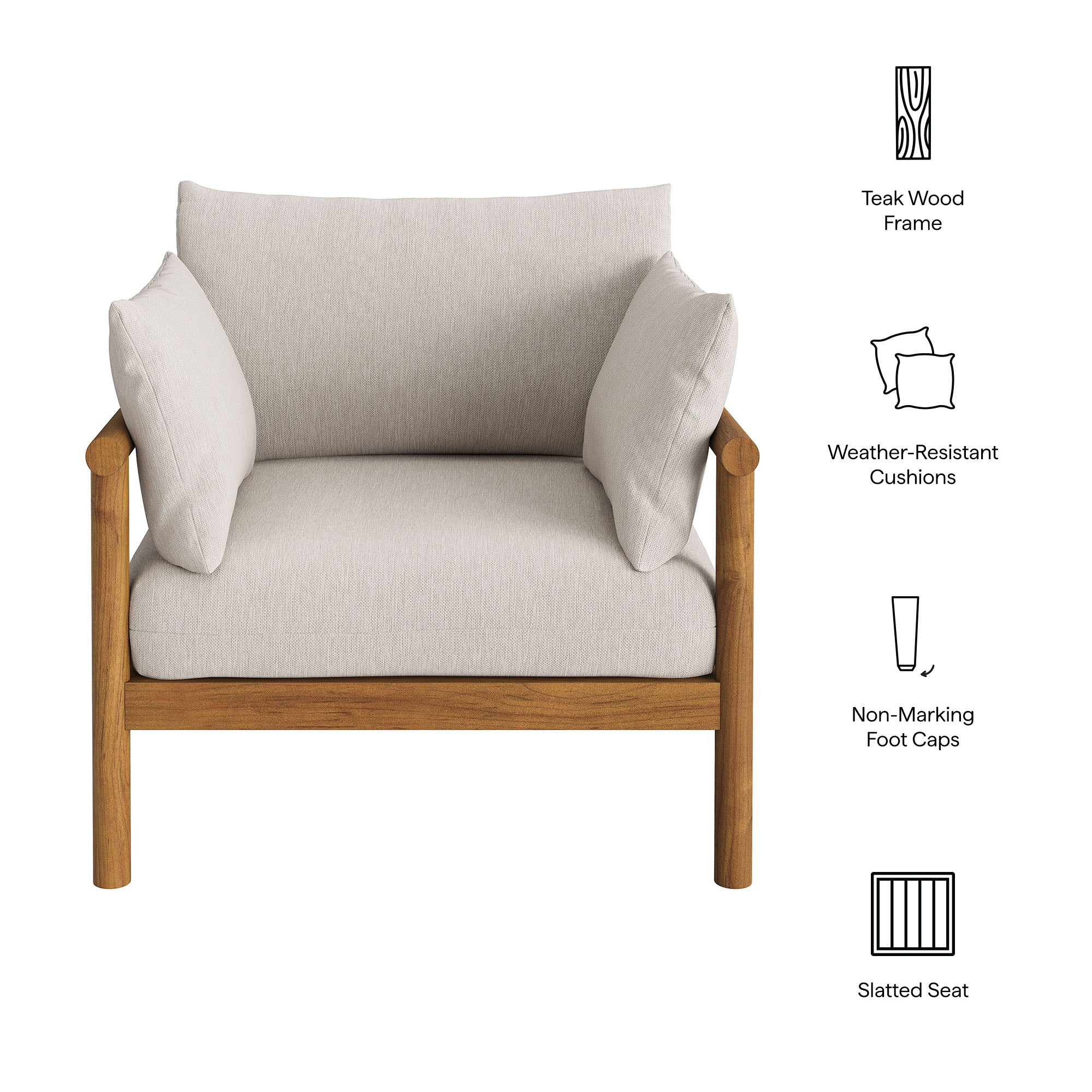 Modway Eleni Outdoor Patio Teak Wood Armchair EEI-7653