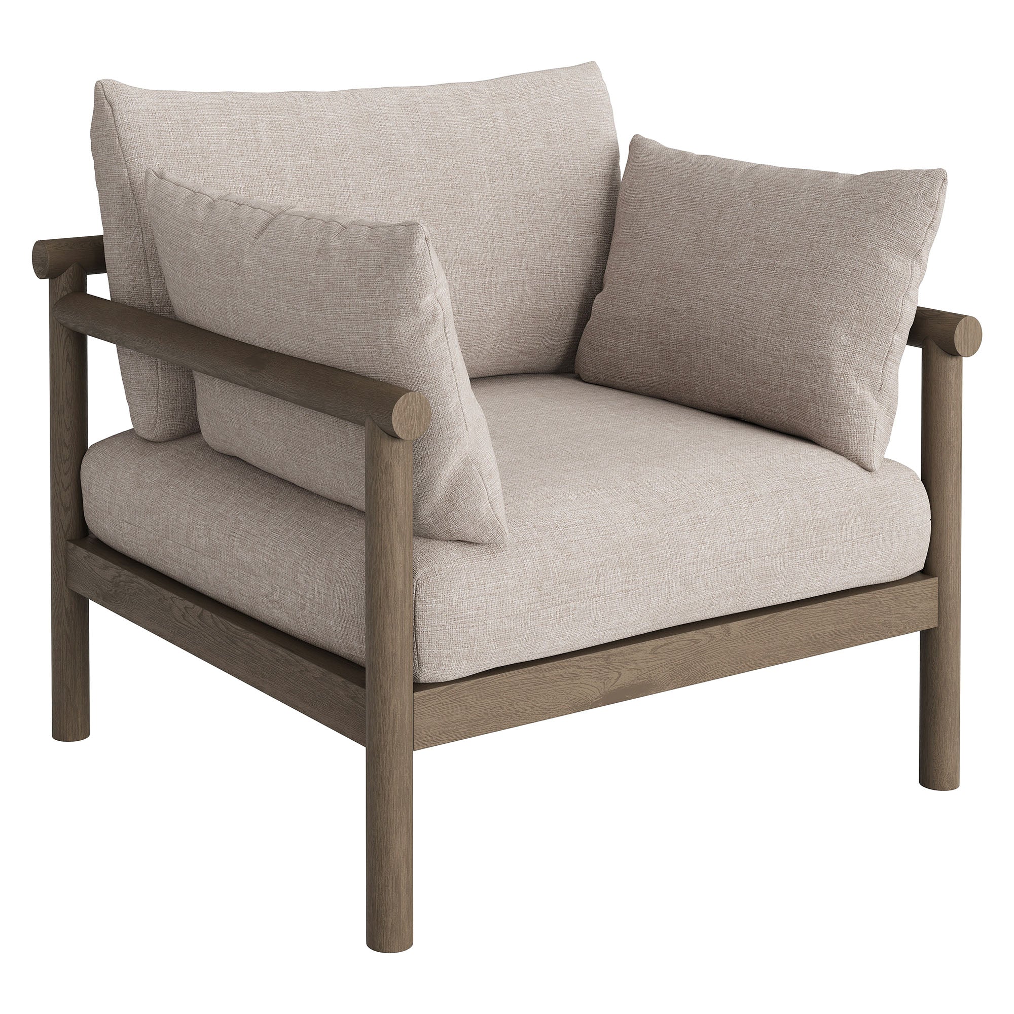 Modway Eleni 2-Piece Outdoor Patio Teak Wood Armchair and Ottoman Set EEI-7658