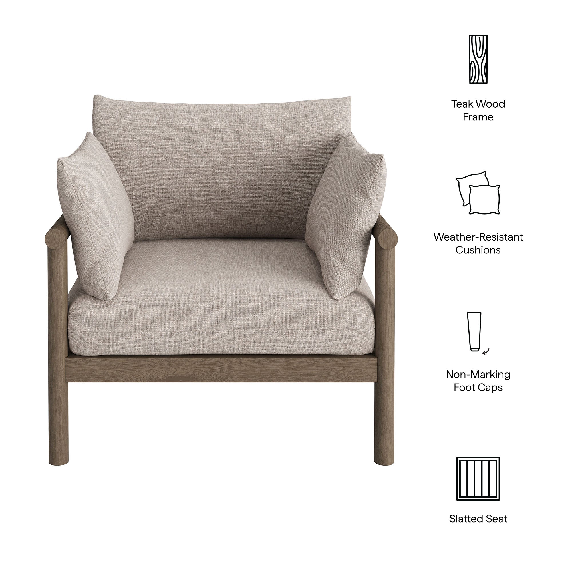 Modway Eleni Outdoor Patio Teak Wood Armchair EEI-7653