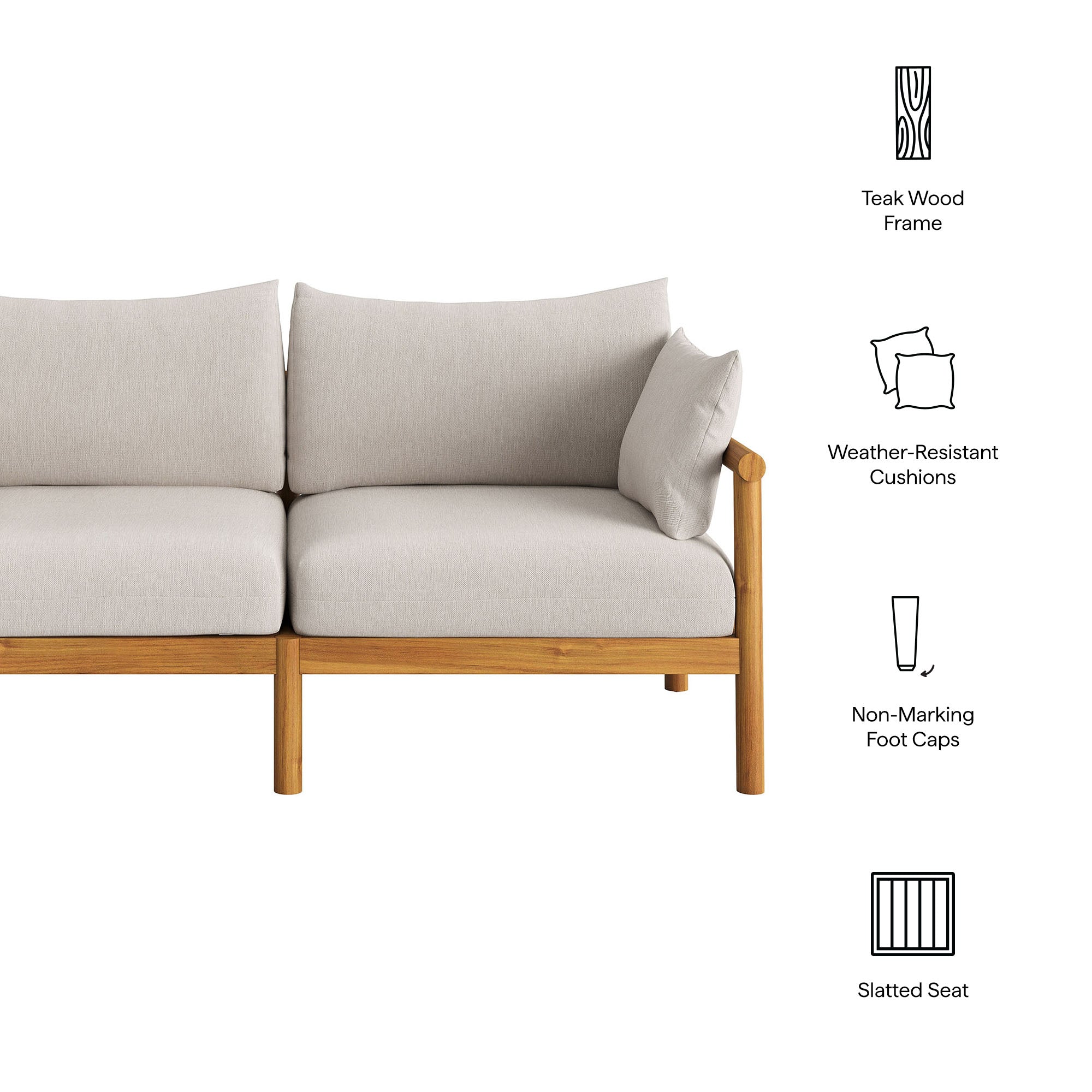 Modway Eleni Outdoor Patio Teak Wood Loveseat EEI-7654