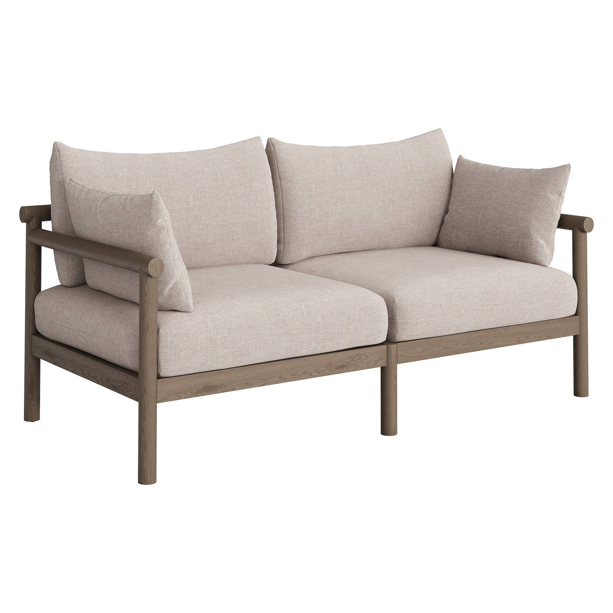 Modway Eleni 2-Piece Outdoor Patio Teak Wood Loveseat with Ottoman Set EEI-7662