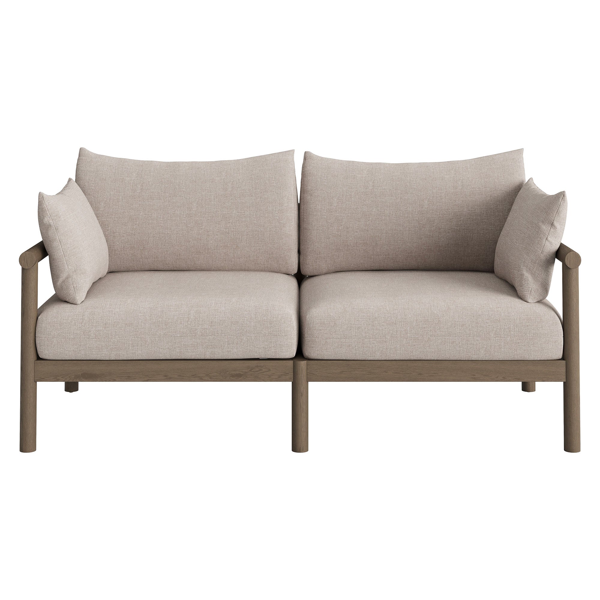 Modway Eleni 2-Piece Outdoor Patio Teak Wood Loveseat with Ottoman Set EEI-7662