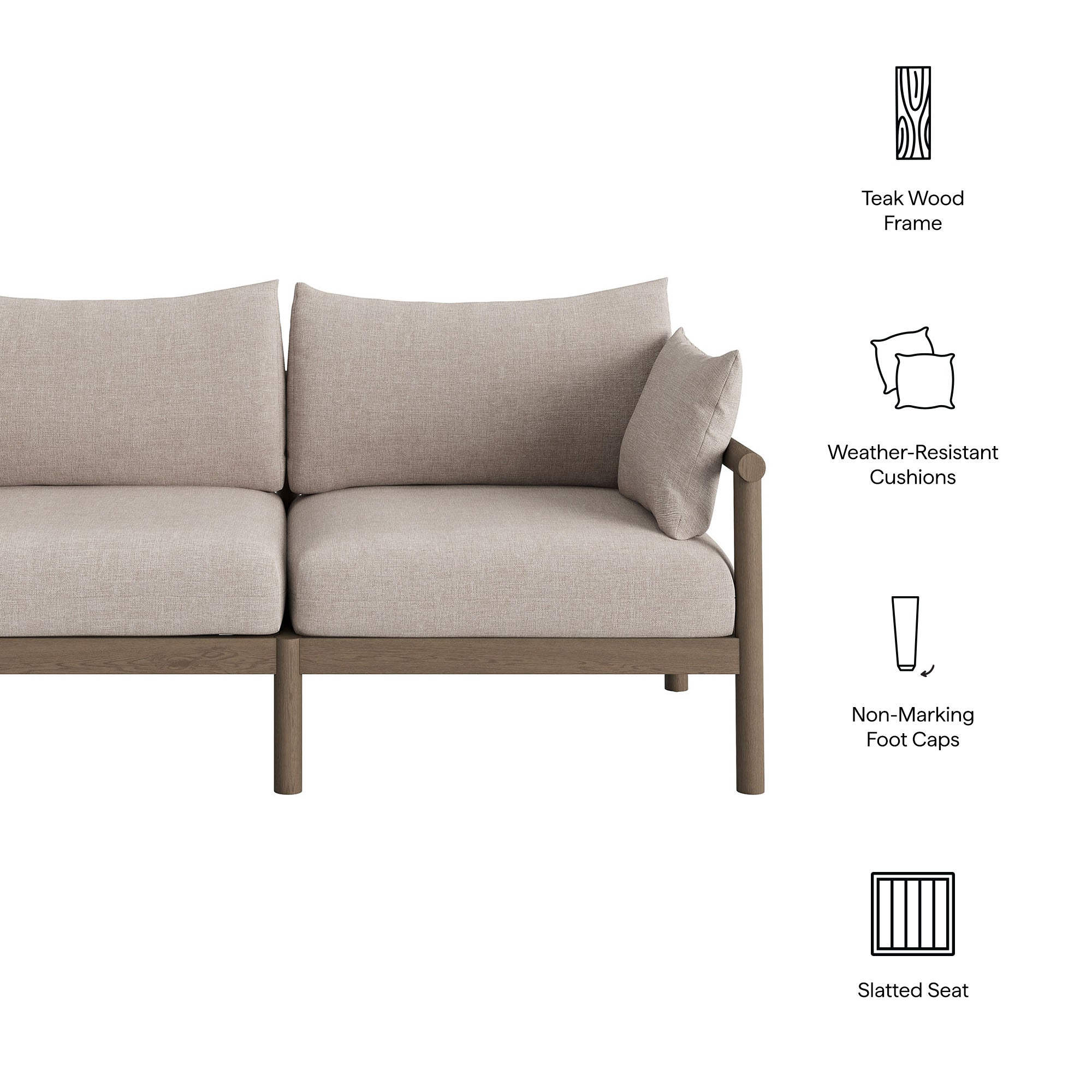 Modway Eleni Outdoor Patio Teak Wood Loveseat EEI-7654