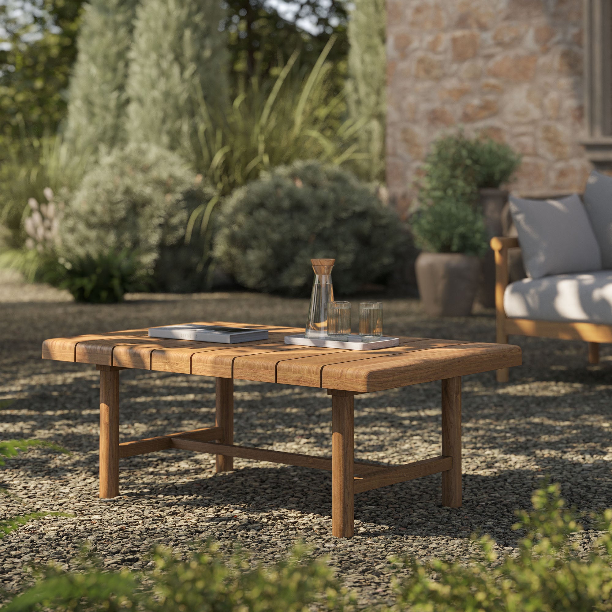 Modway Eleni 41-Inch Outdoor Patio Teak Wood Coffee Table EEI-7655