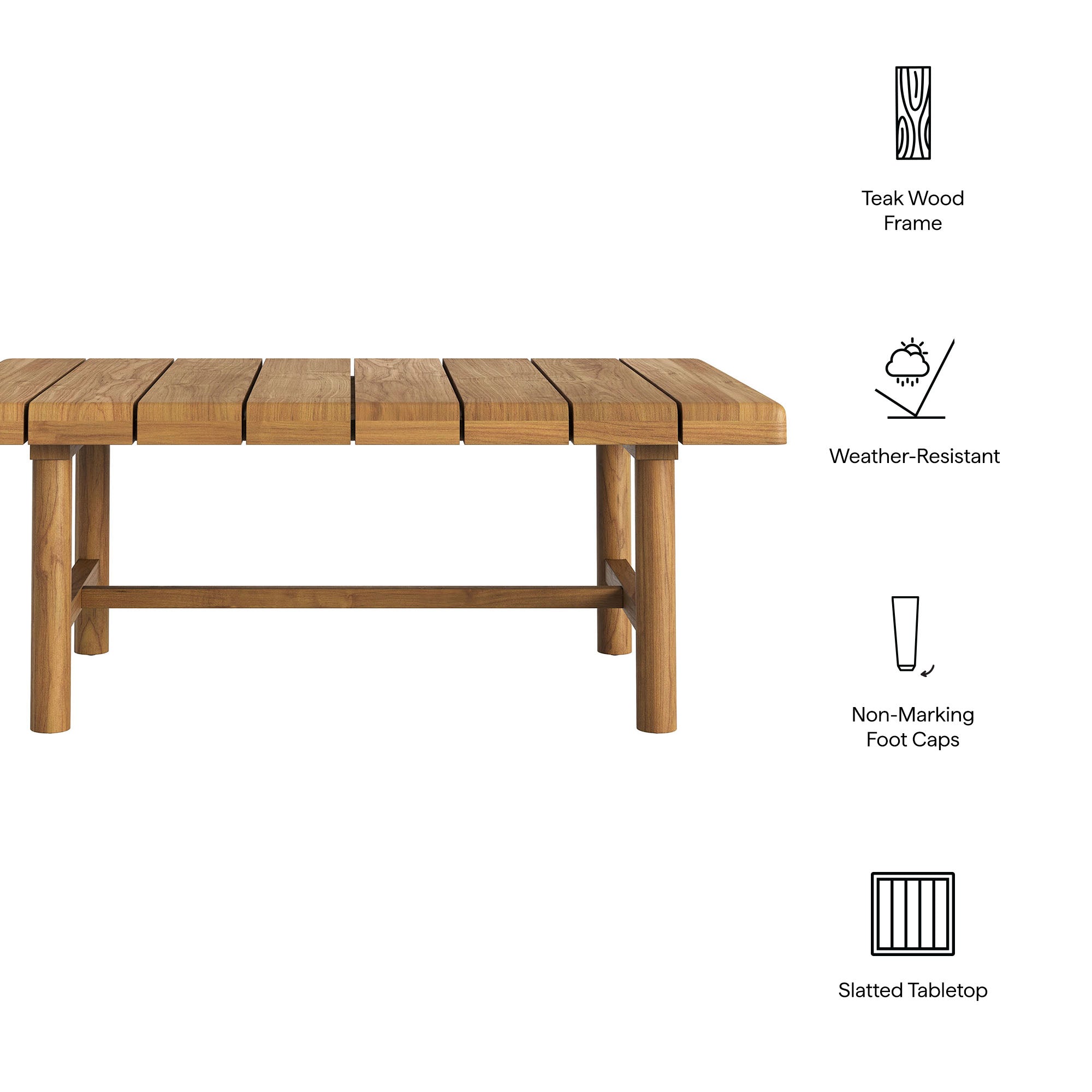 Modway Eleni 41-Inch Outdoor Patio Teak Wood Coffee Table EEI-7655