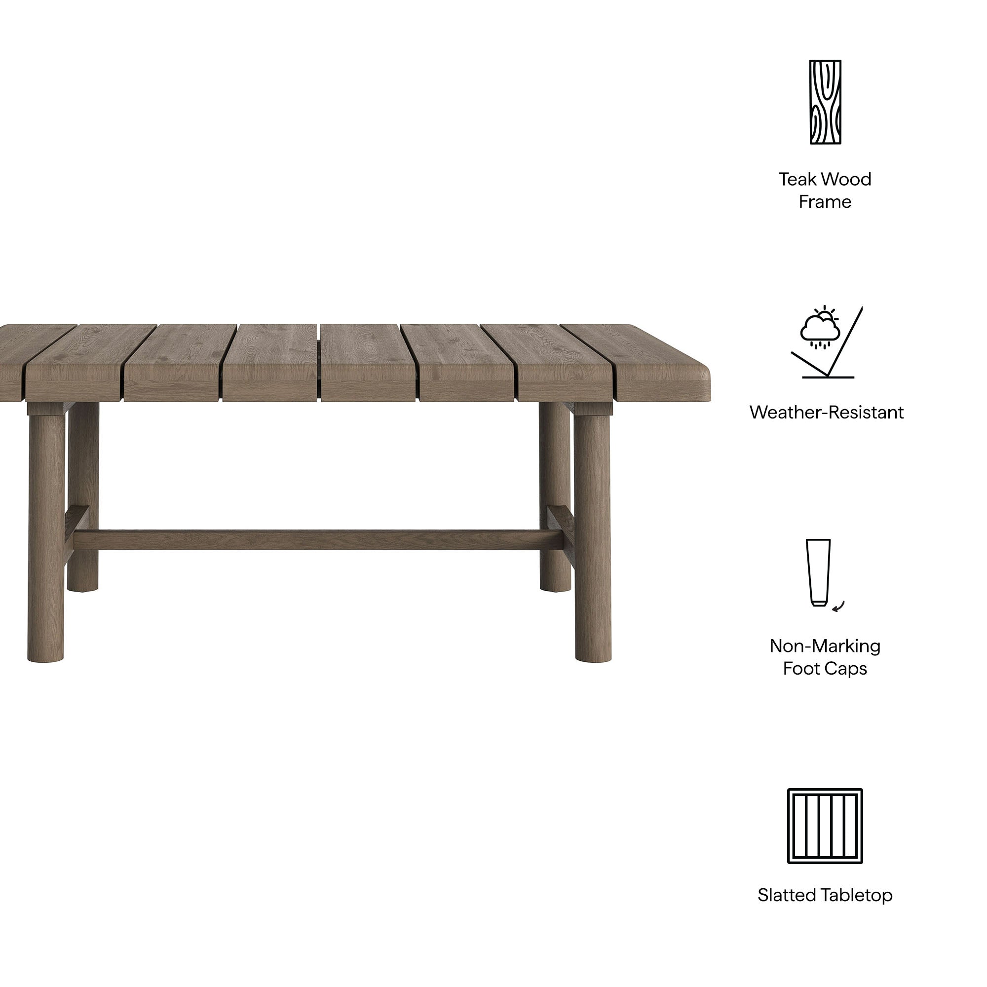 Modway Eleni 41-Inch Outdoor Patio Teak Wood Coffee Table EEI-7655