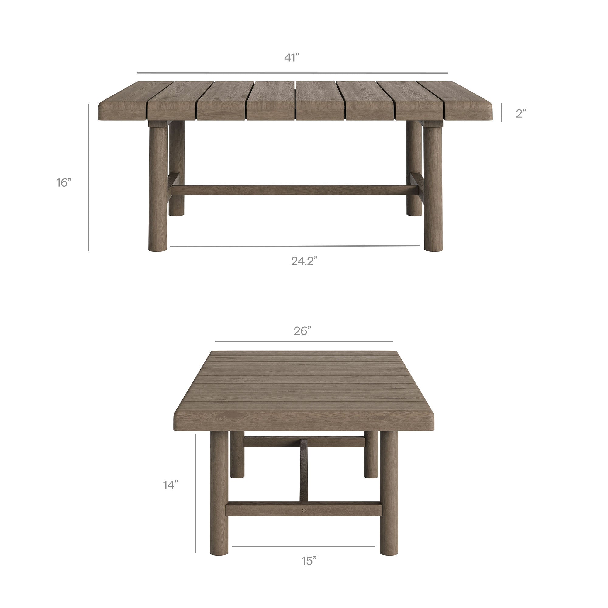 Modway Eleni 41-Inch Outdoor Patio Teak Wood Coffee Table EEI-7655