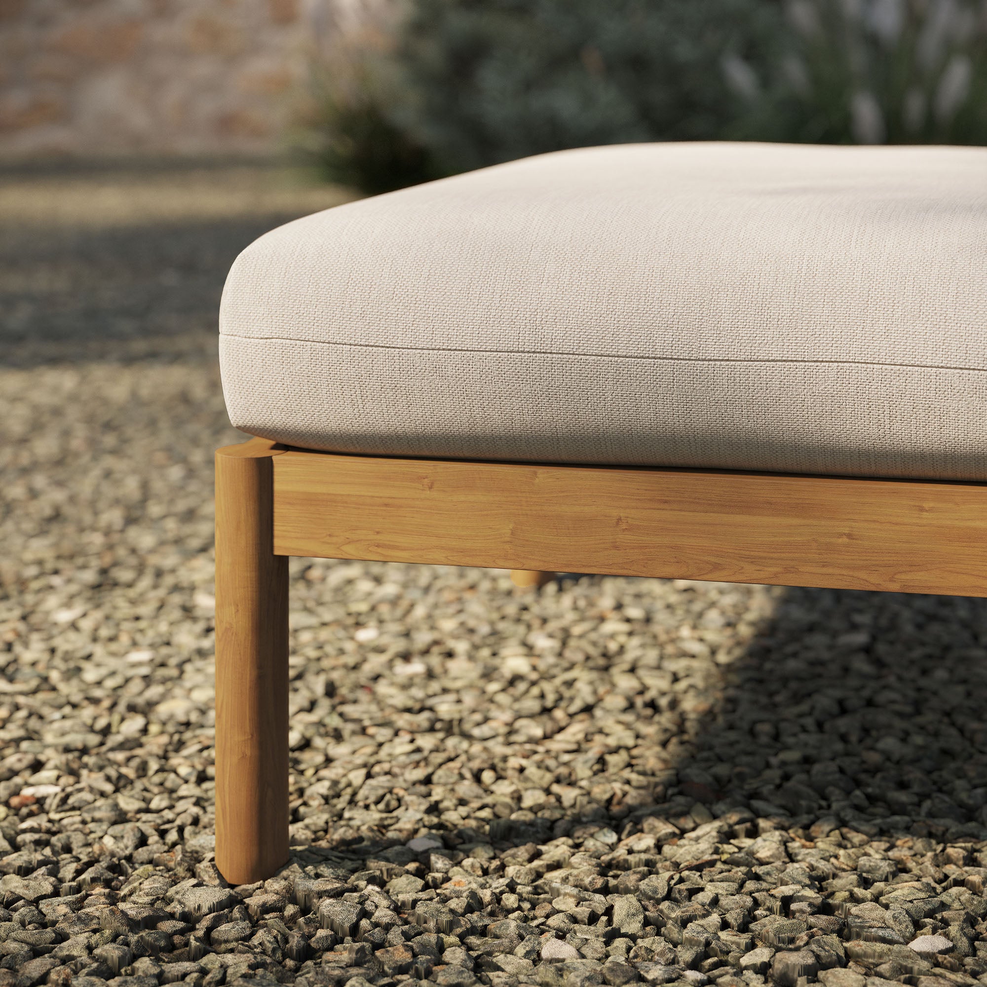 Modway Eleni Square Outdoor Patio Teak Wood Ottoman EEI-7656