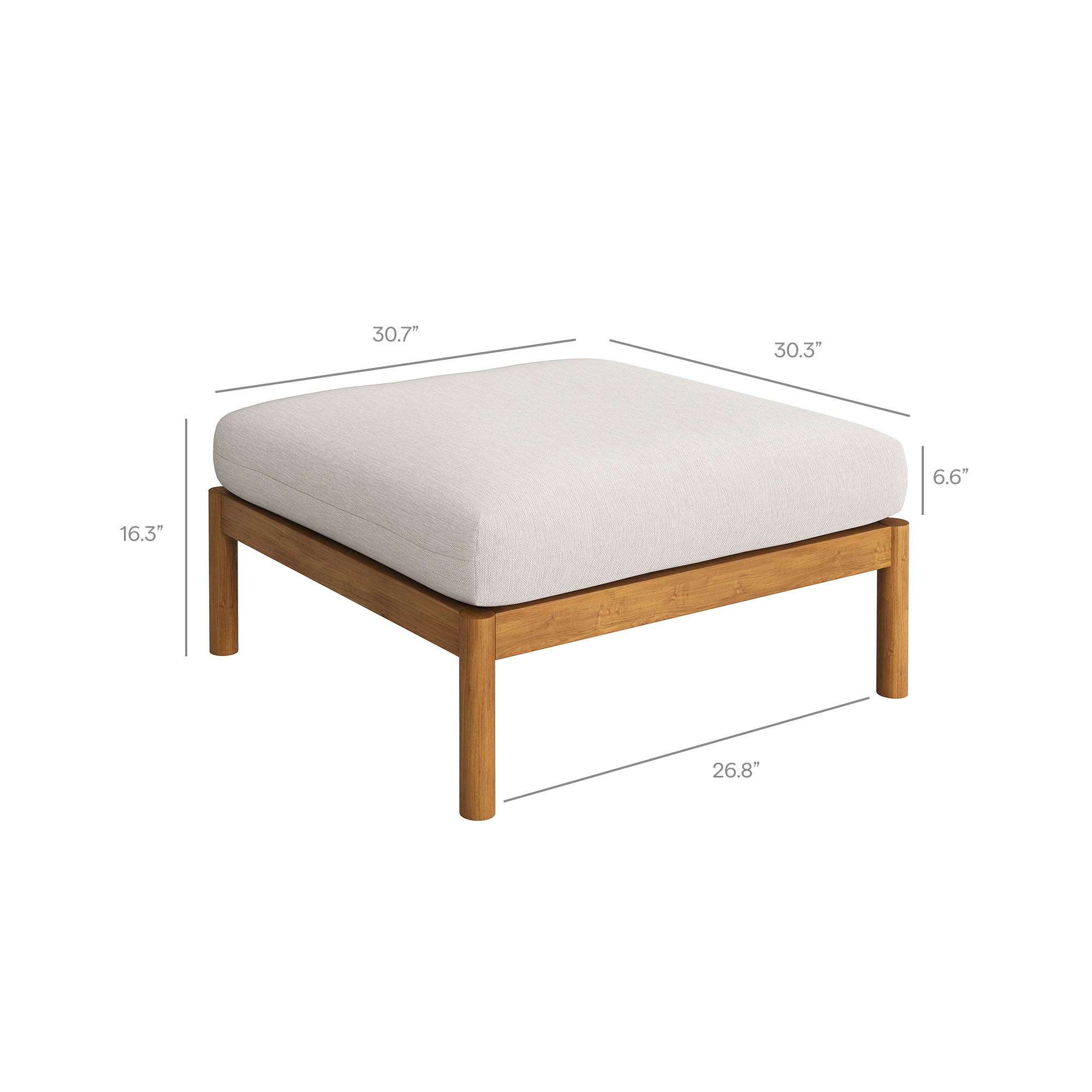 Modway Eleni Square Outdoor Patio Teak Wood Ottoman EEI-7656