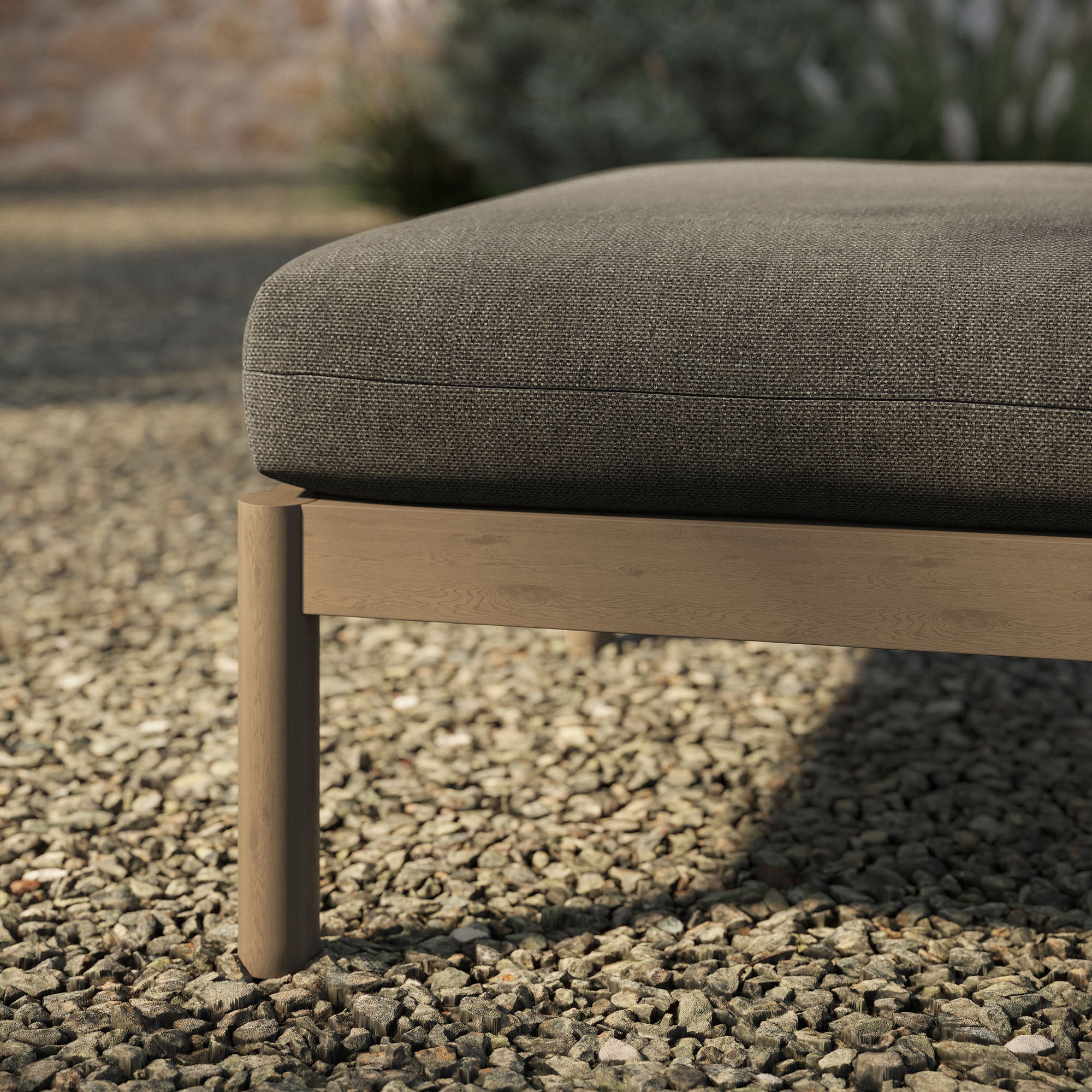 Modway Eleni Square Outdoor Patio Teak Wood Ottoman EEI-7656