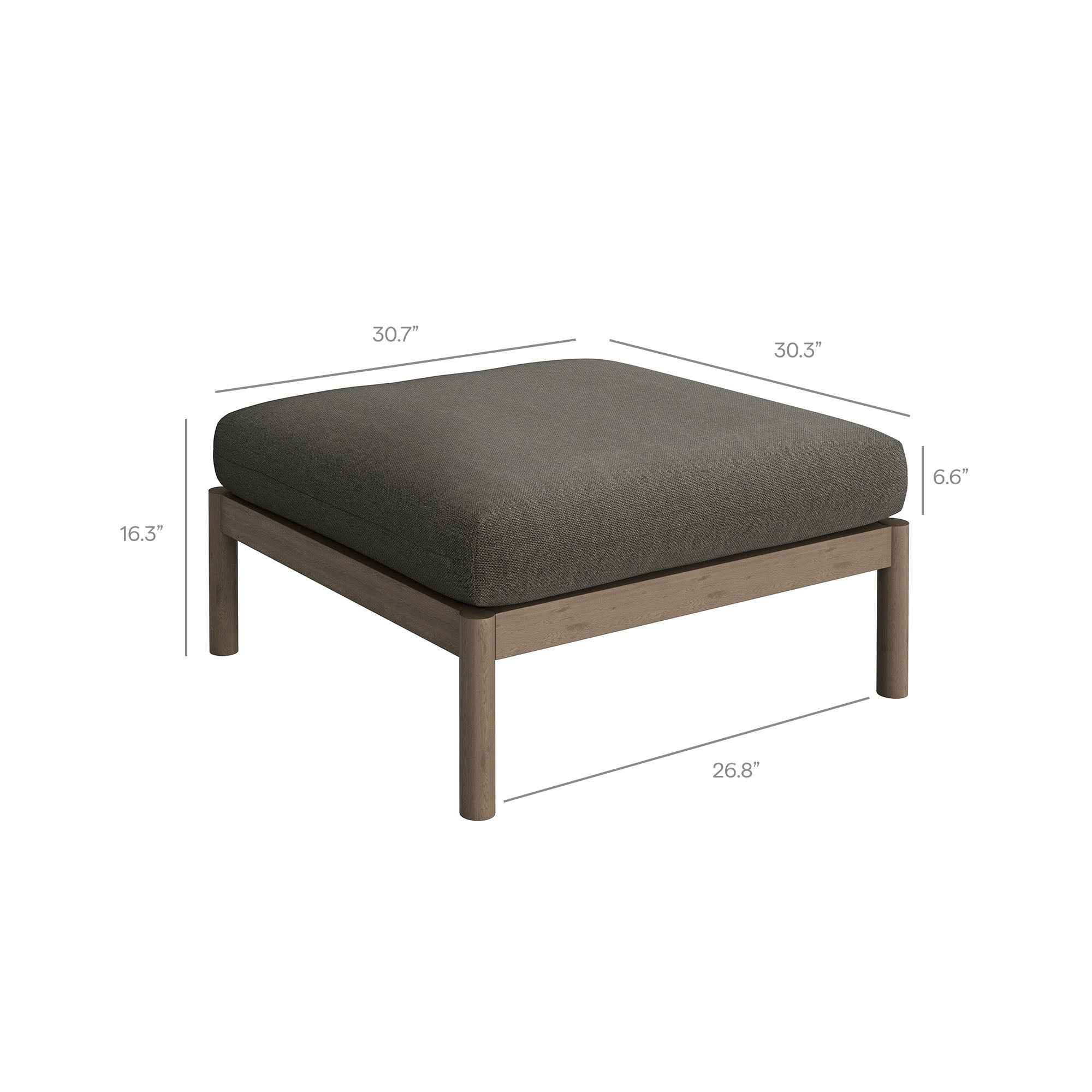 Modway Eleni Square Outdoor Patio Teak Wood Ottoman EEI-7656