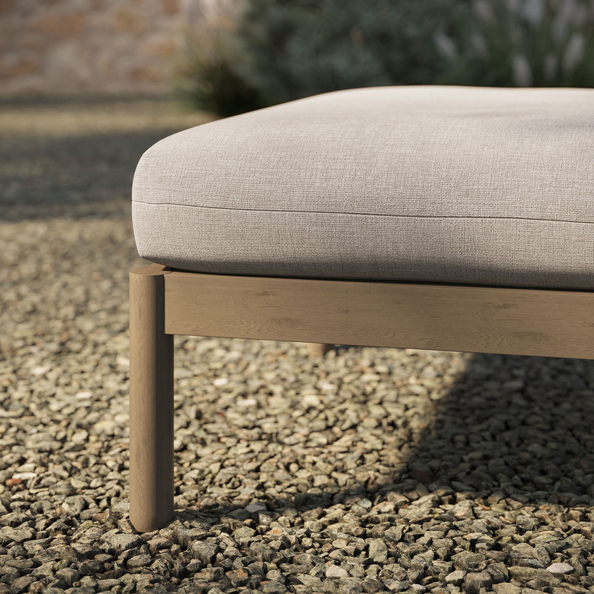 Modway Eleni Square Outdoor Patio Teak Wood Ottoman EEI-7656