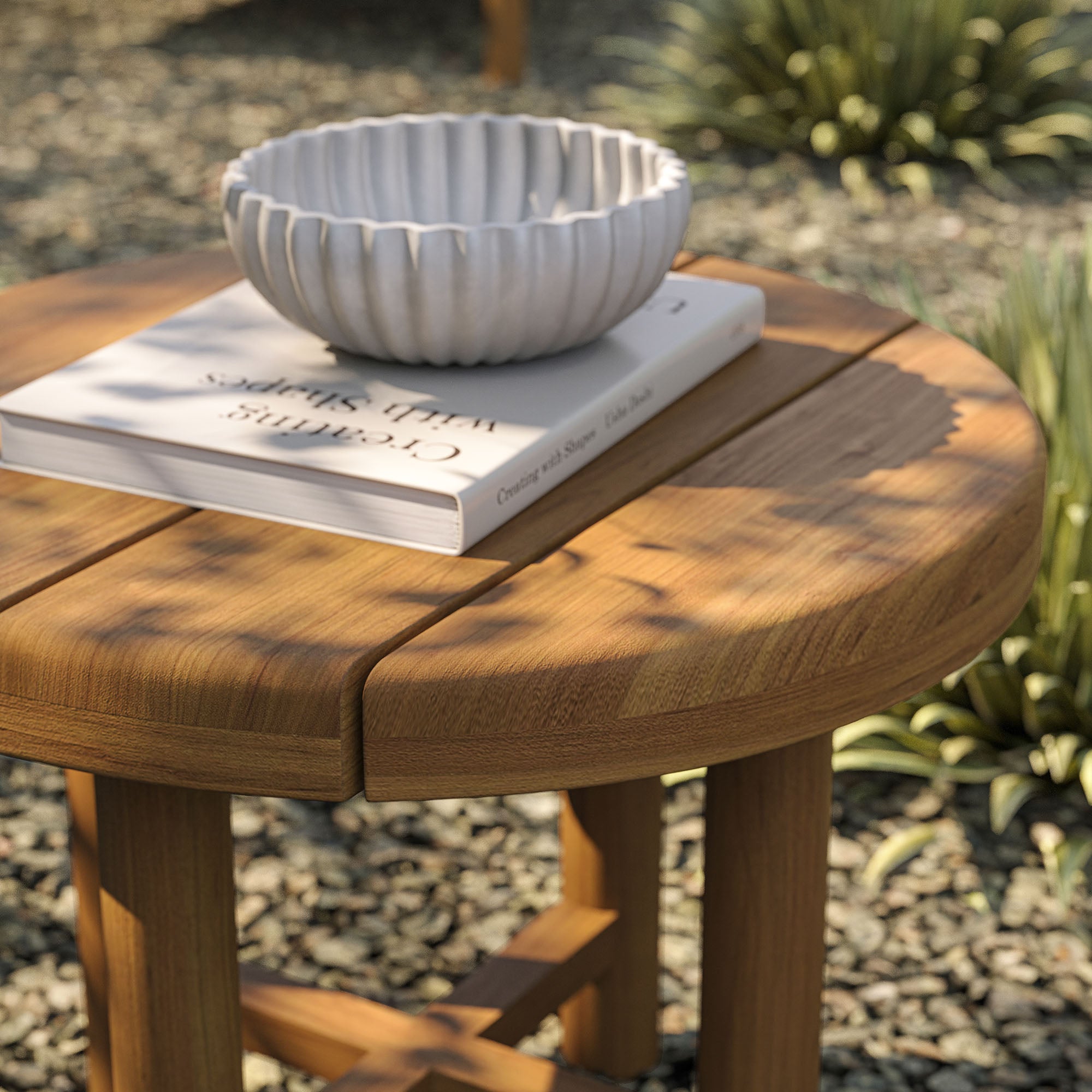 Modway Eleni 20-Inch Round Outdoor Patio Teak Wood Side Table EEI-7657