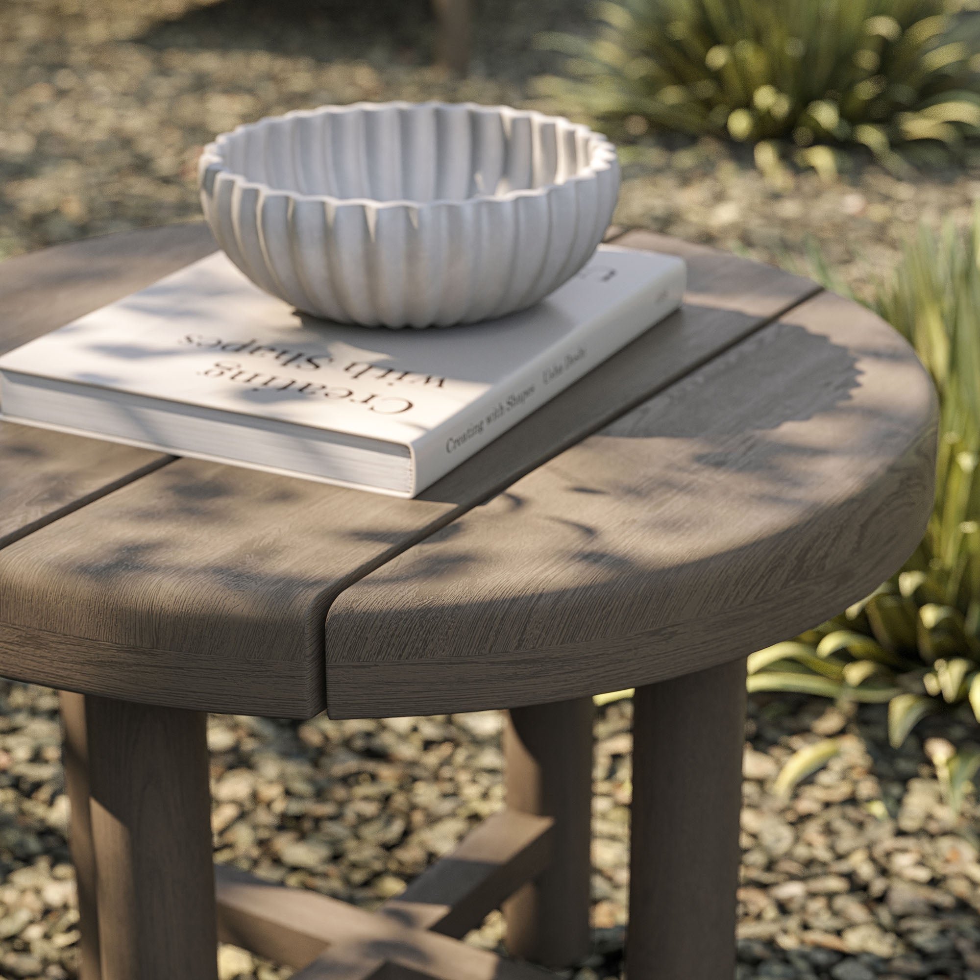 Modway Eleni 20-Inch Round Outdoor Patio Teak Wood Side Table EEI-7657