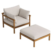 Modway Eleni 2-Piece Outdoor Patio Teak Wood Armchair and Ottoman Set EEI-7658