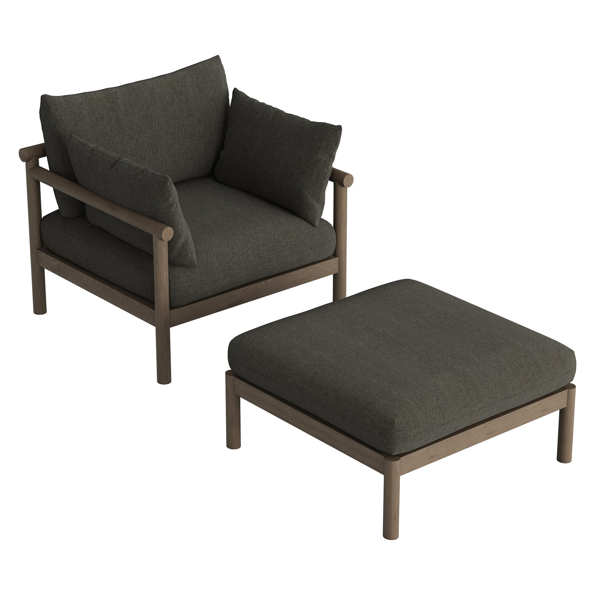 Modway Eleni 2-Piece Outdoor Patio Teak Wood Armchair and Ottoman Set EEI-7658