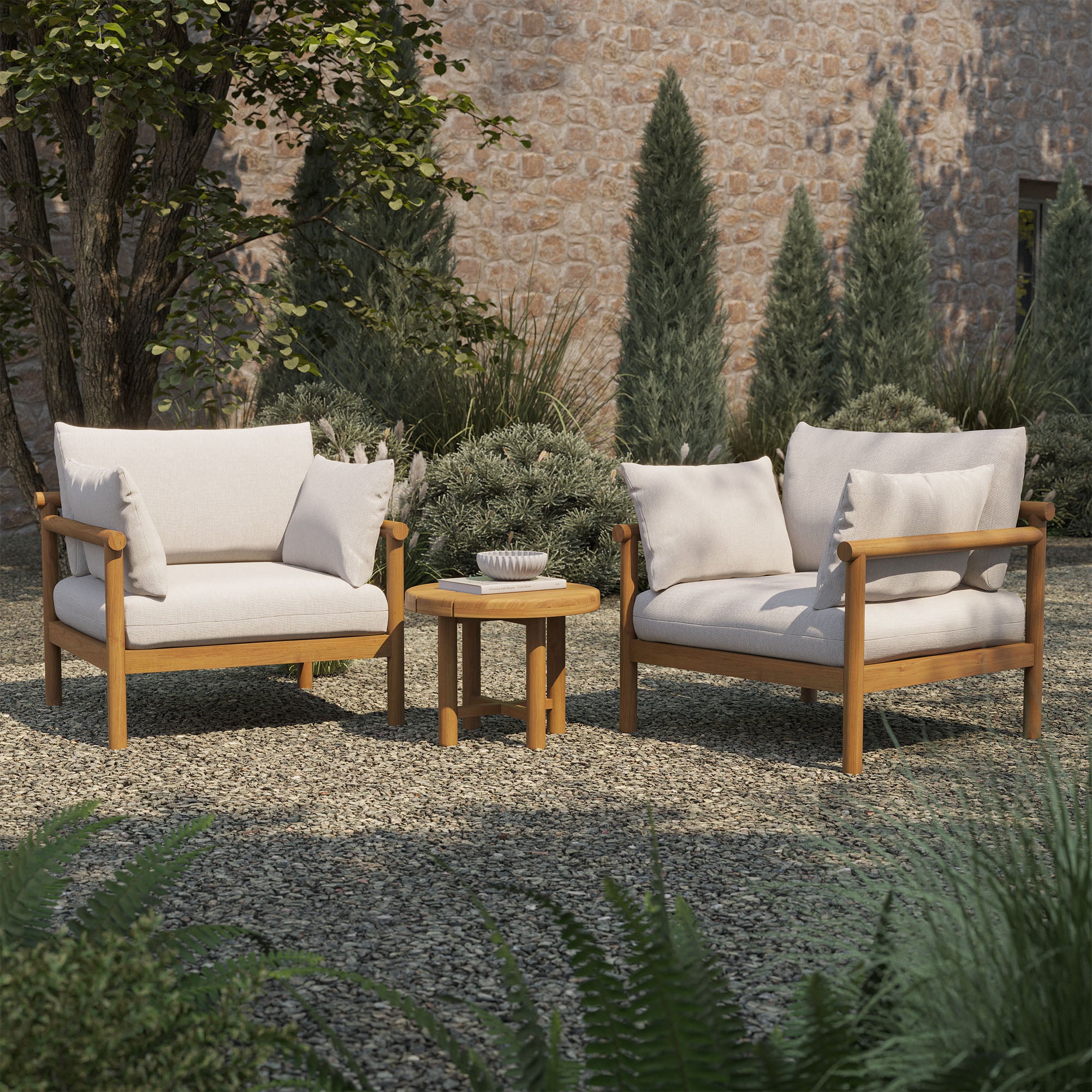 Modway Eleni 3-Piece Outdoor Patio Teak Wood Furniture Set EEI-7659