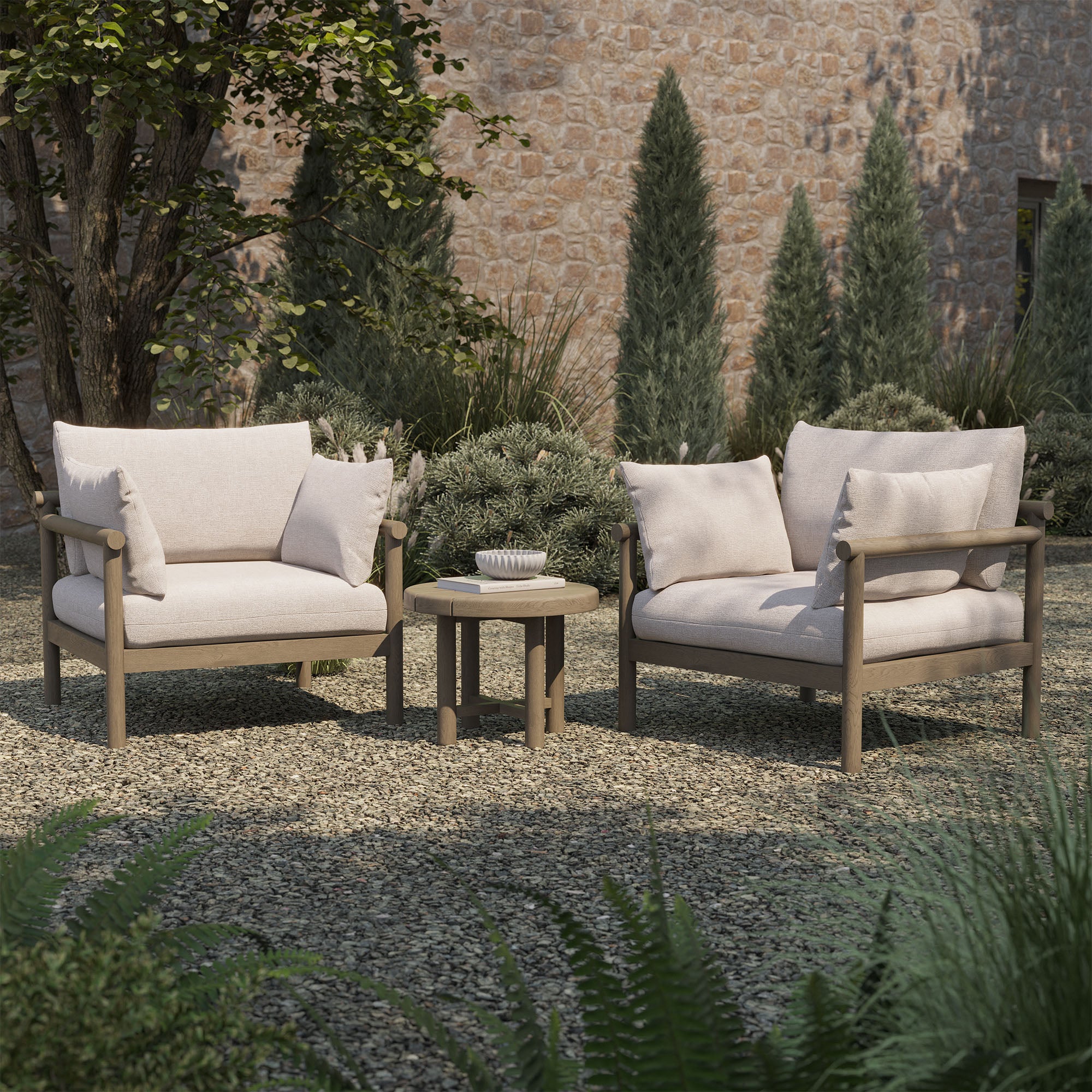 Modway Eleni 3-Piece Outdoor Patio Teak Wood Furniture Set EEI-7659