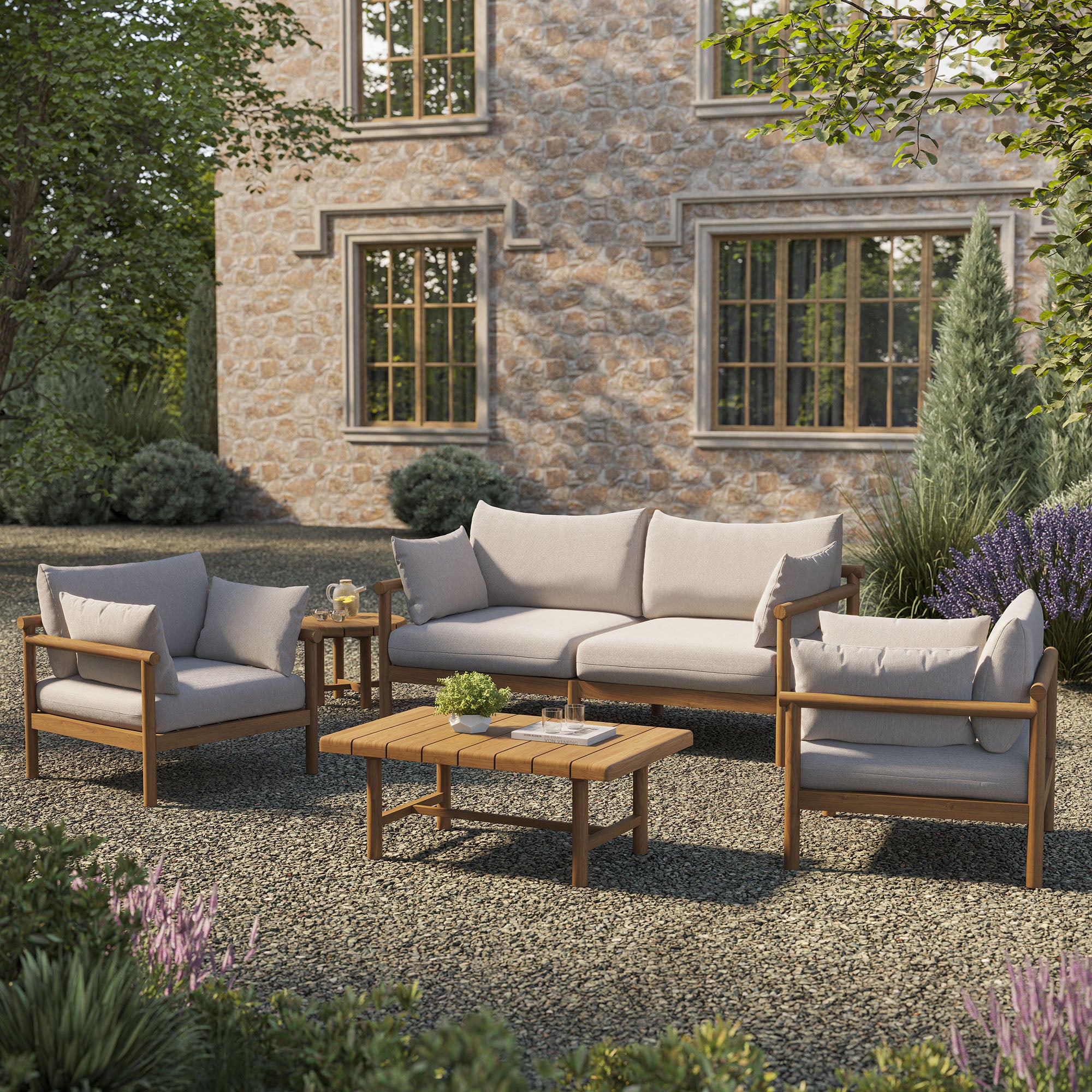 Modway Eleni 5-Piece Outdoor Patio Teak Wood Furniture Set EEI-7660