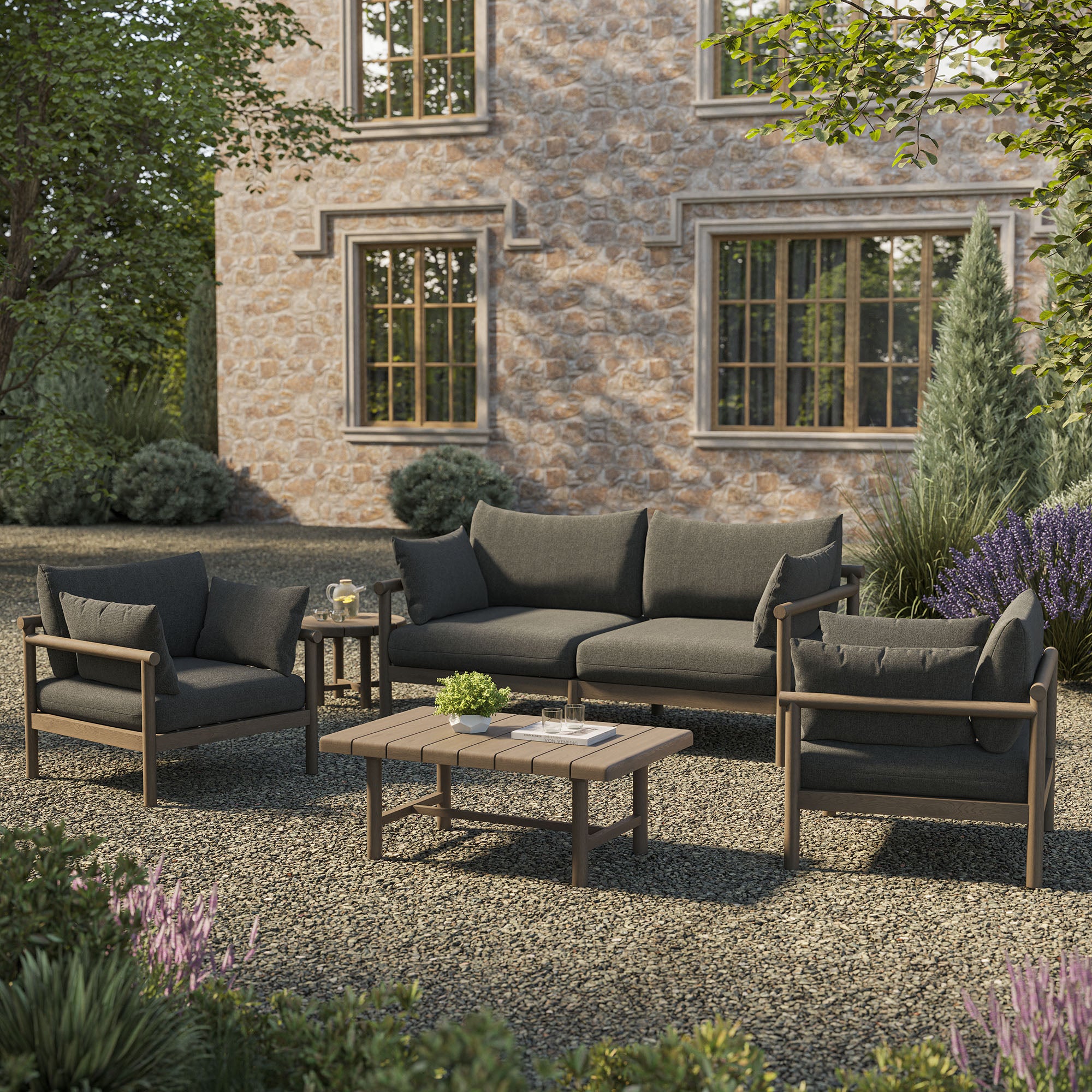 Modway Eleni 5-Piece Outdoor Patio Teak Wood Furniture Set EEI-7660