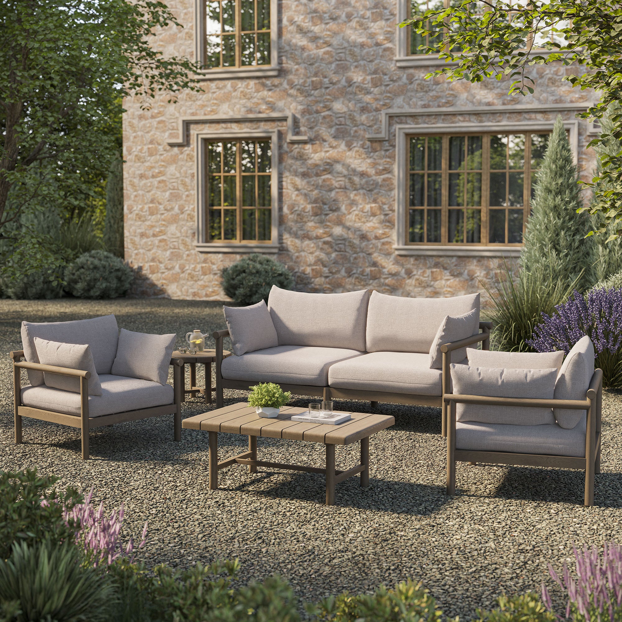 Modway Eleni 5-Piece Outdoor Patio Teak Wood Furniture Set EEI-7660