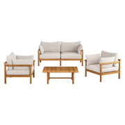 Modway Eleni 4-Piece Outdoor Patio Teak Wood Sofa Set EEI-7661