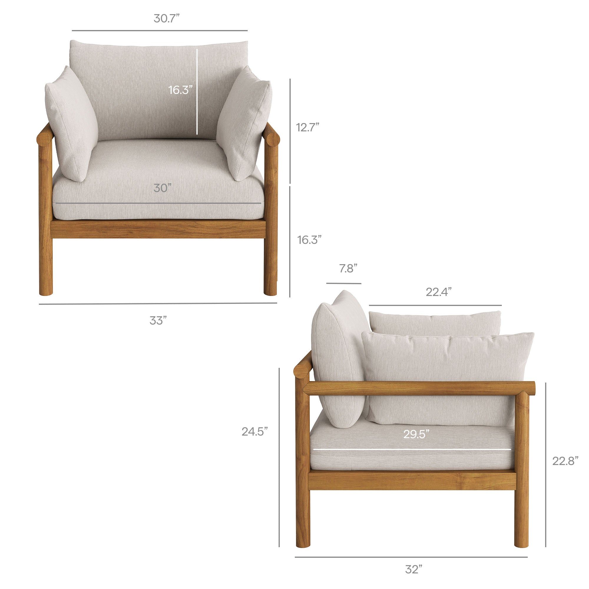 Modway Eleni 4-Piece Outdoor Patio Teak Wood Sofa Set EEI-7661