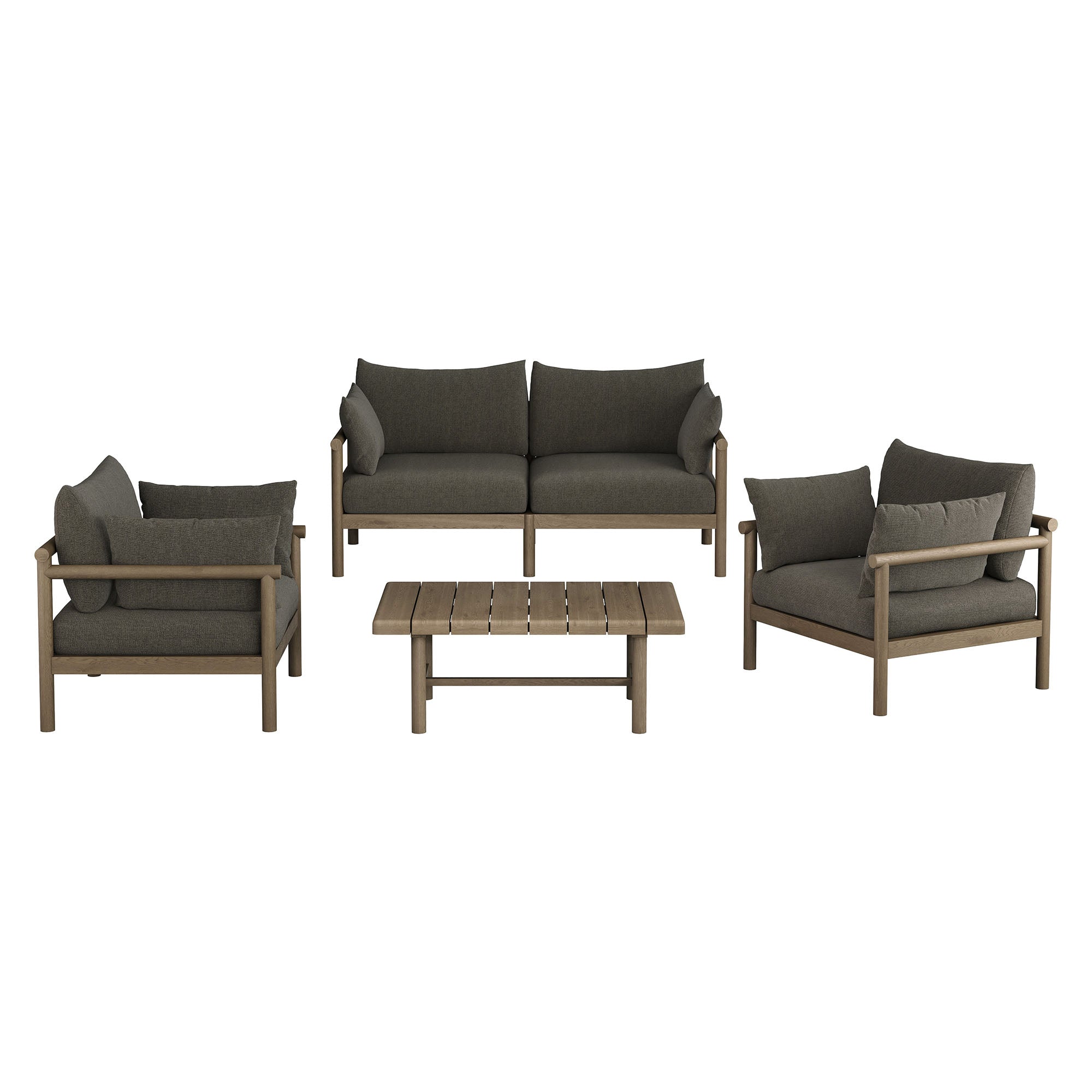 Modway Eleni 4-Piece Outdoor Patio Teak Wood Sofa Set EEI-7661