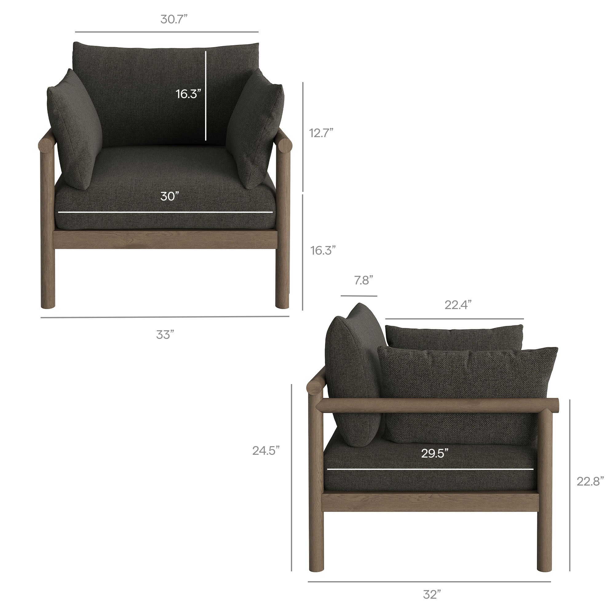 Modway Eleni 4-Piece Outdoor Patio Teak Wood Sofa Set EEI-7661
