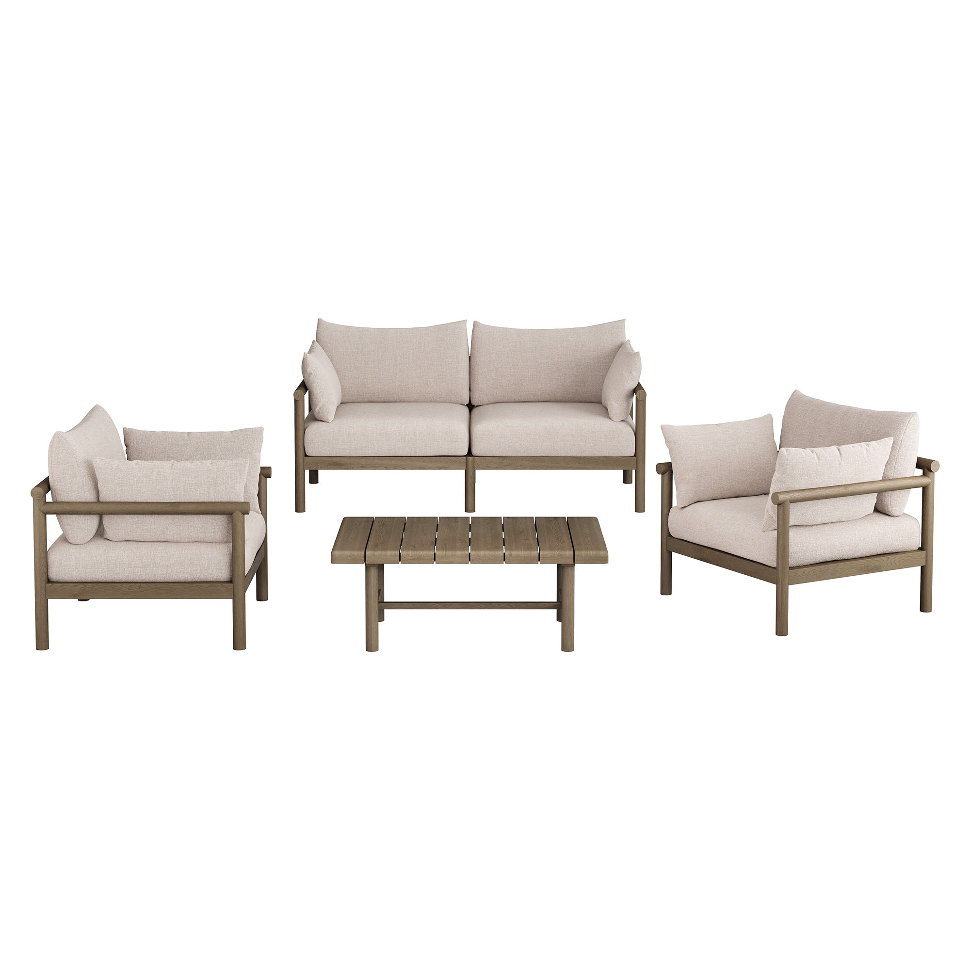 Modway Eleni 4-Piece Outdoor Patio Teak Wood Sofa Set EEI-7661