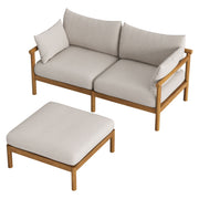 Modway Eleni 2-Piece Outdoor Patio Teak Wood Loveseat with Ottoman Set EEI-7662