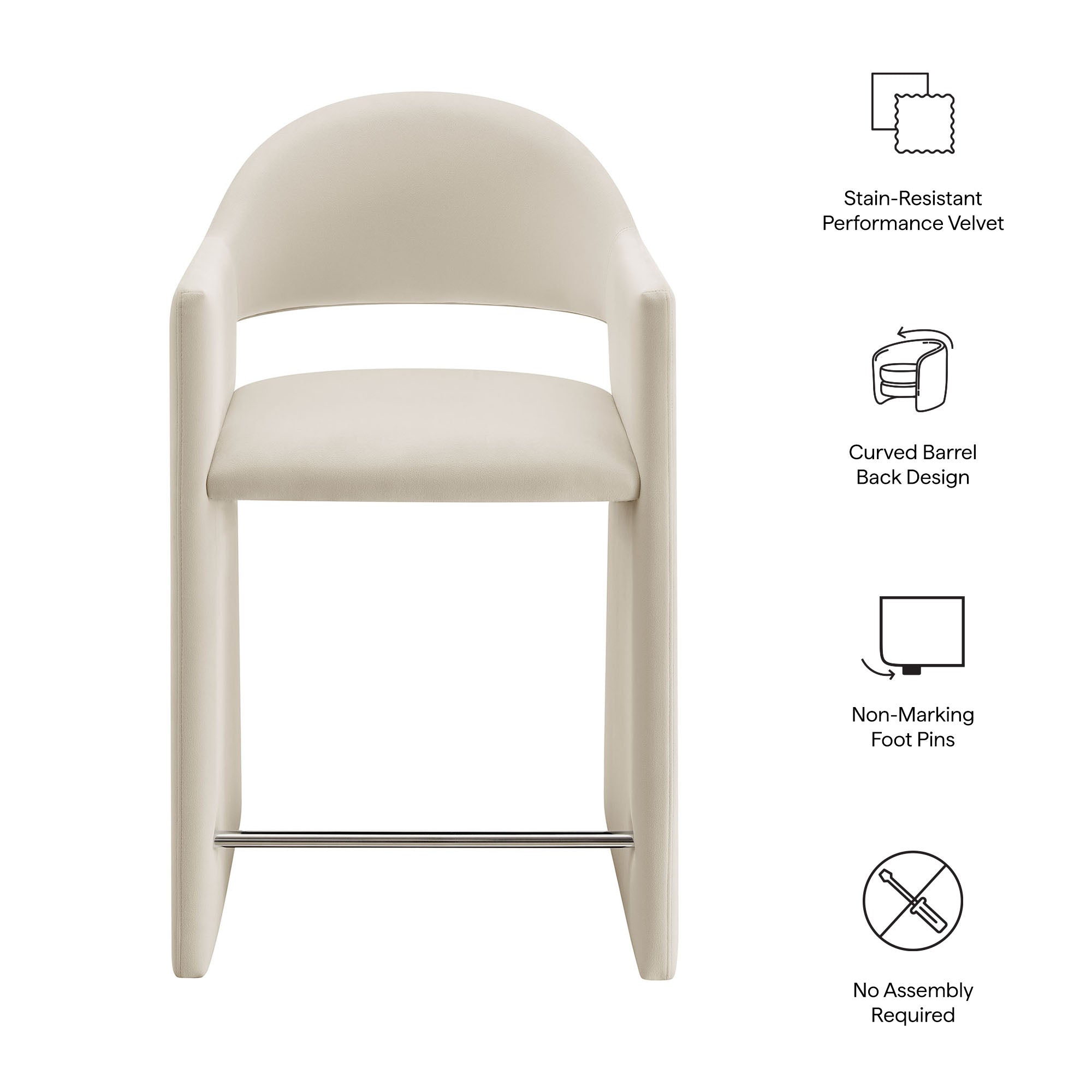 Modway EEI-7663 Talia 37 Inch Performance Velvet Counter Stool