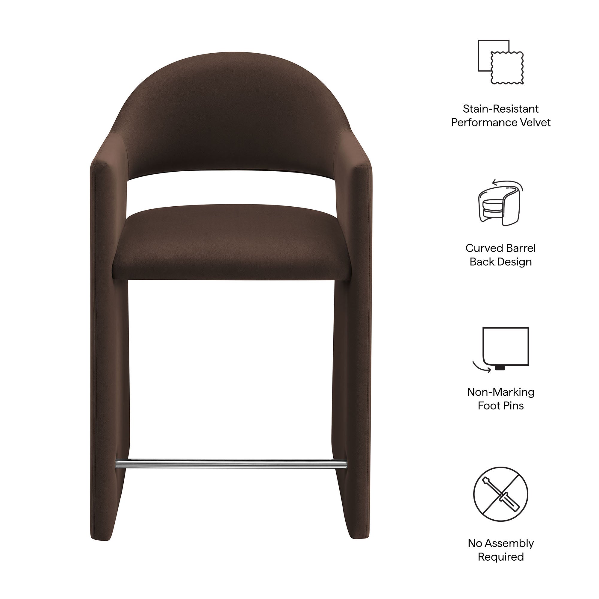 Modway EEI-7663 Talia 37 Inch Performance Velvet Counter Stool