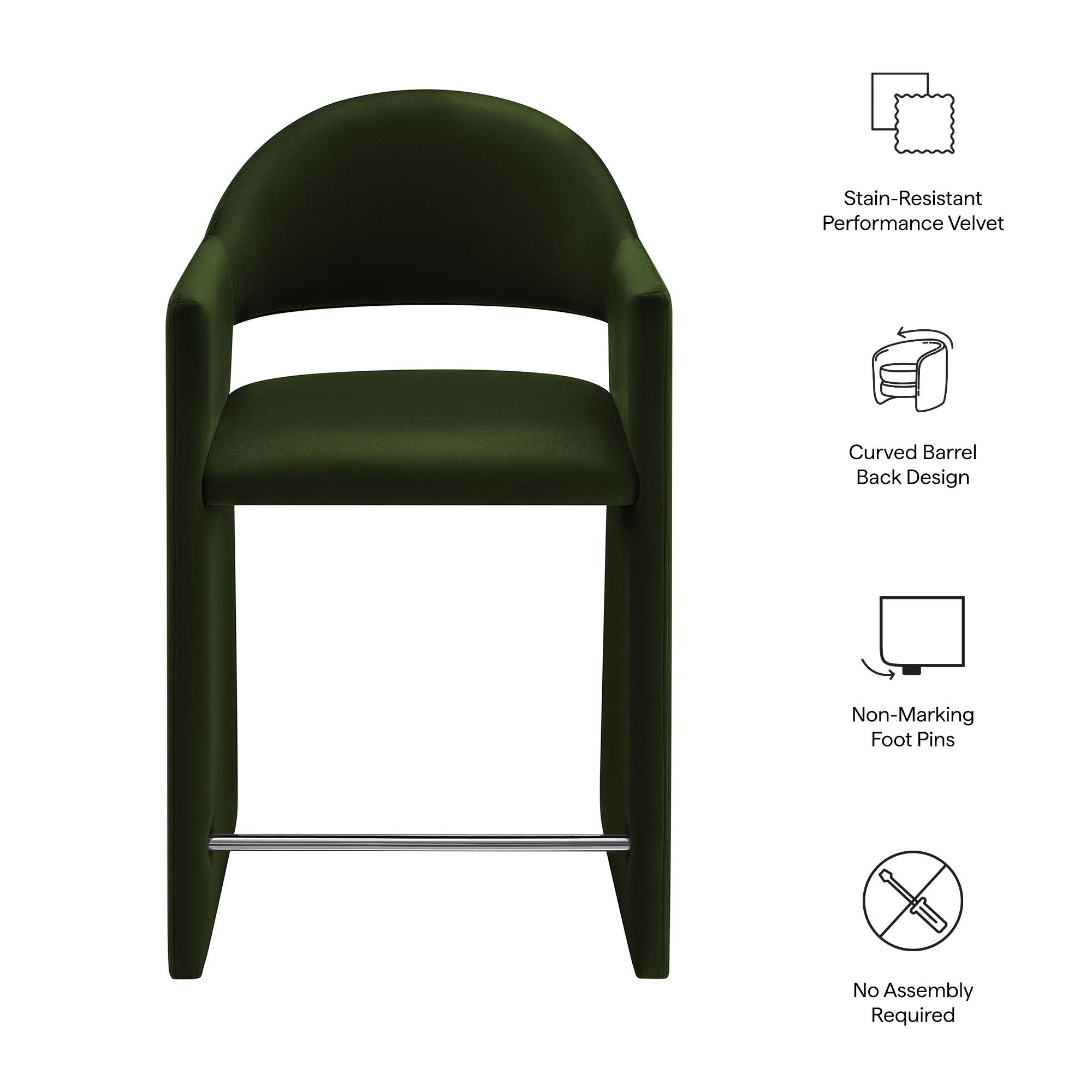 Modway EEI-7663 Talia 37 Inch Performance Velvet Counter Stool