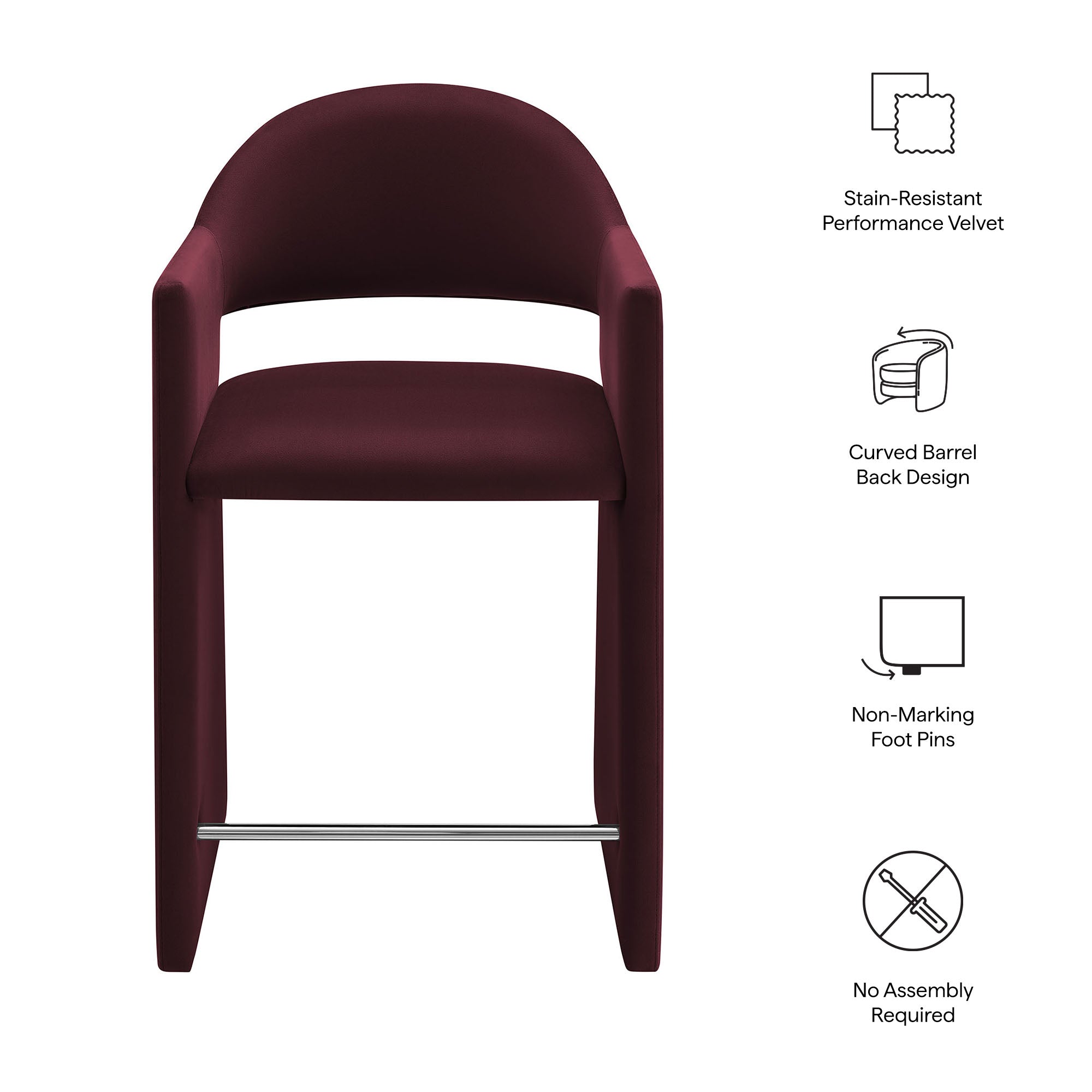 Modway EEI-7663 Talia 37 Inch Performance Velvet Counter Stool