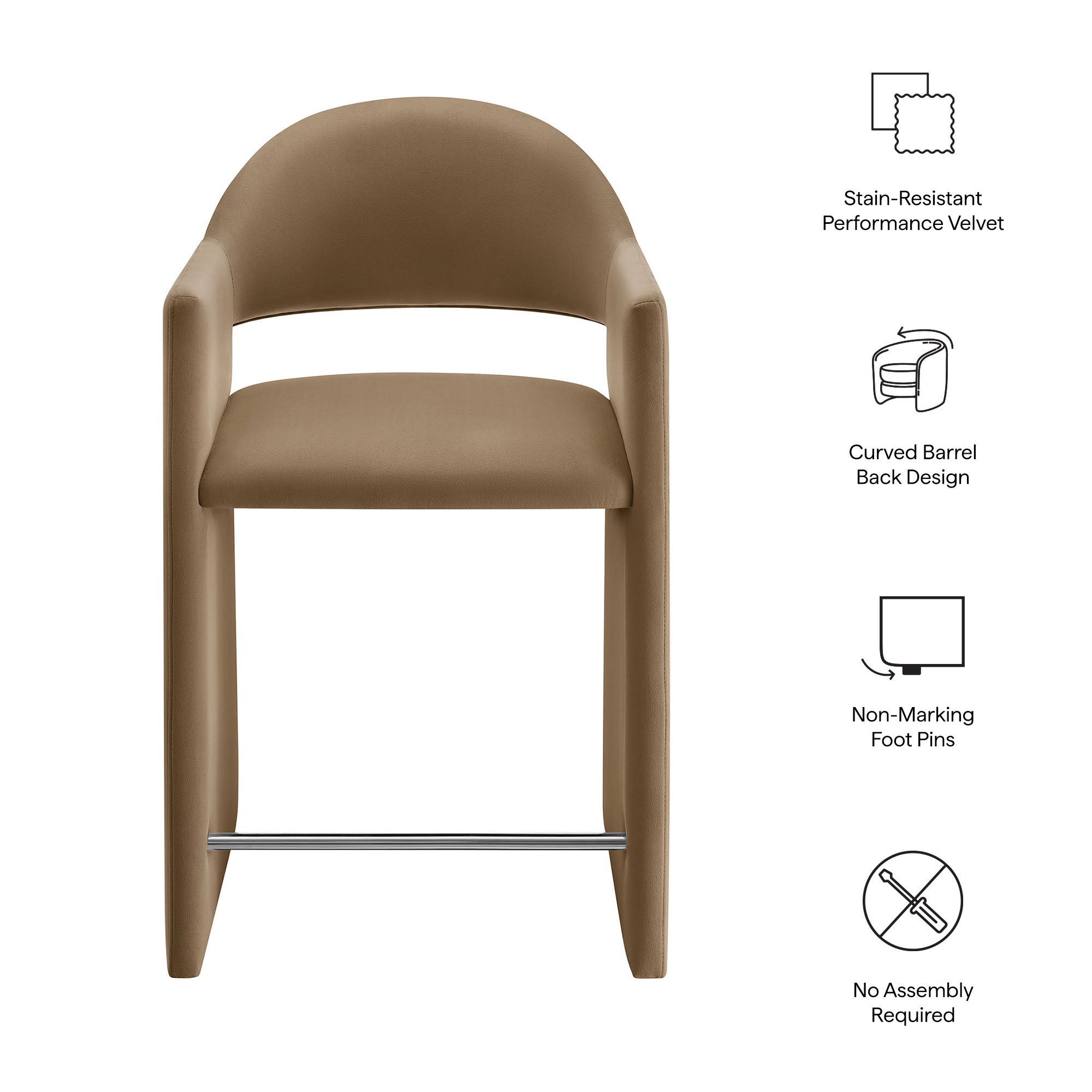 Modway EEI-7663 Talia 37 Inch Performance Velvet Counter Stool