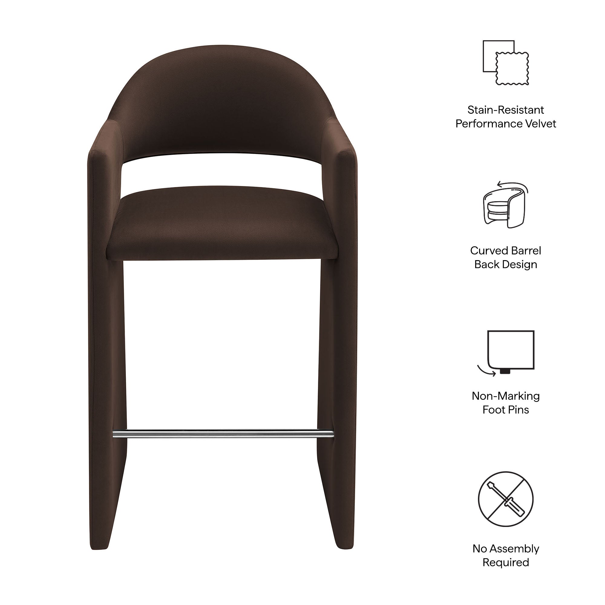 Modway  Talia 41 Inch Performance Velvet Bar Stool
