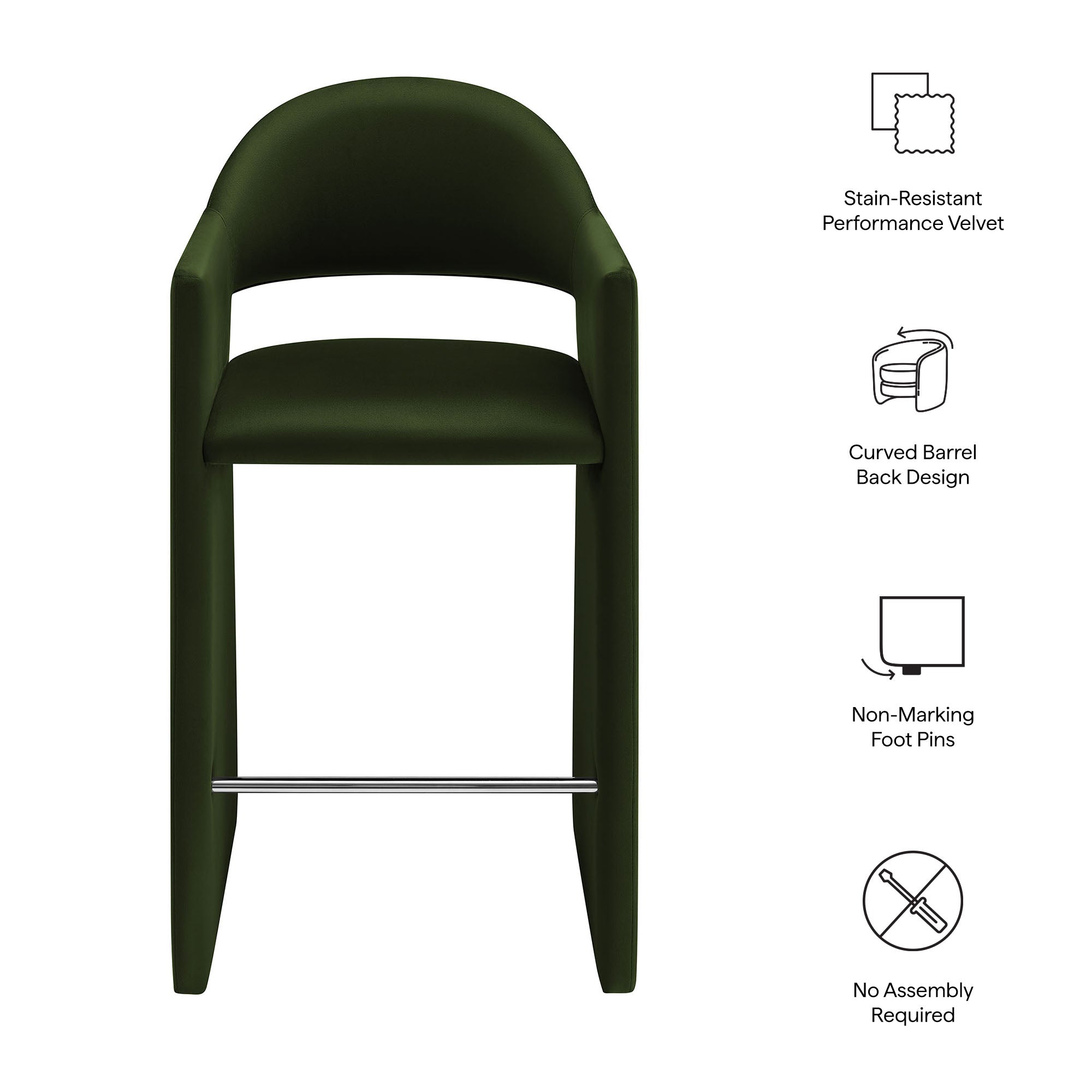 Modway  Talia 41 Inch Performance Velvet Bar Stool