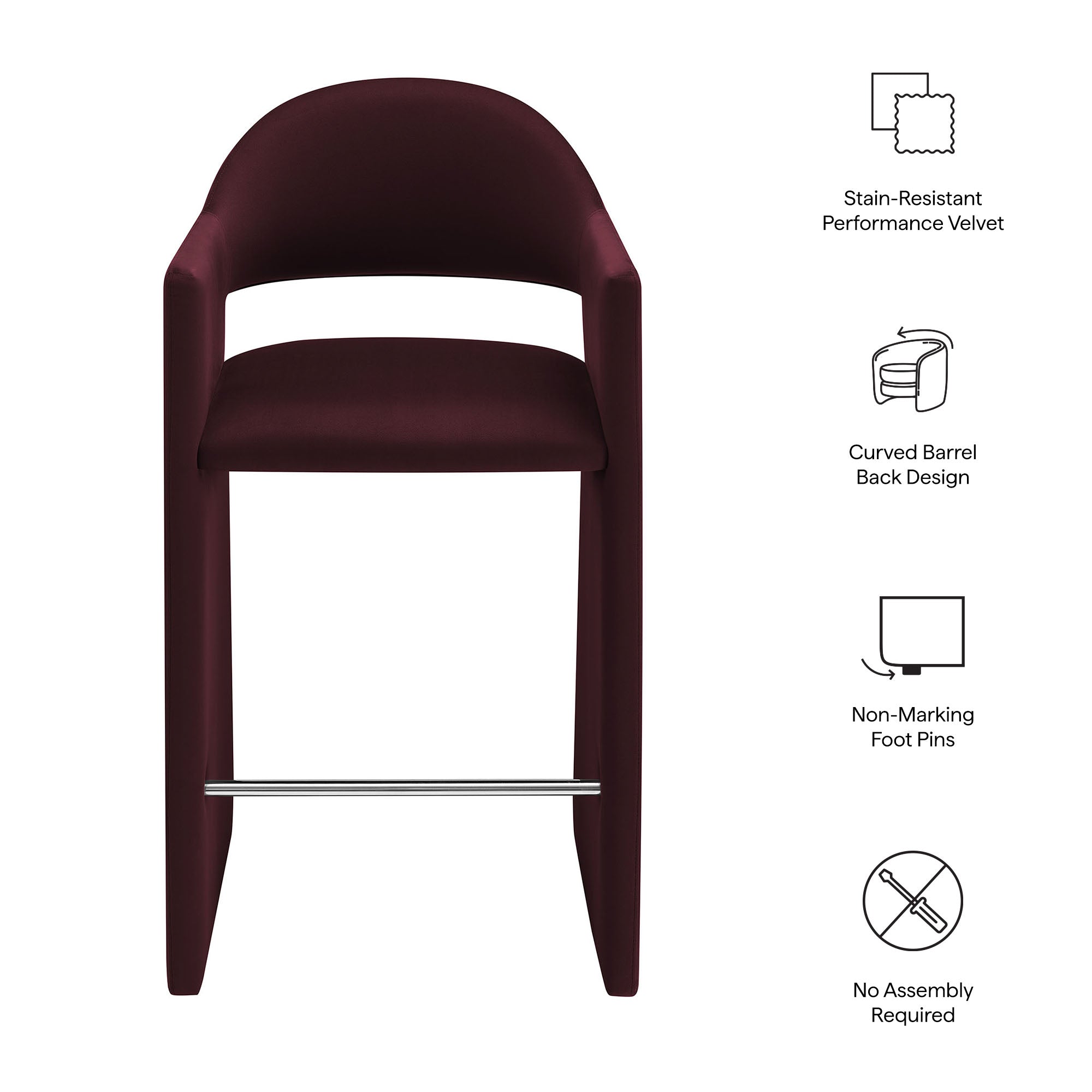 Modway  Talia 41 Inch Performance Velvet Bar Stool