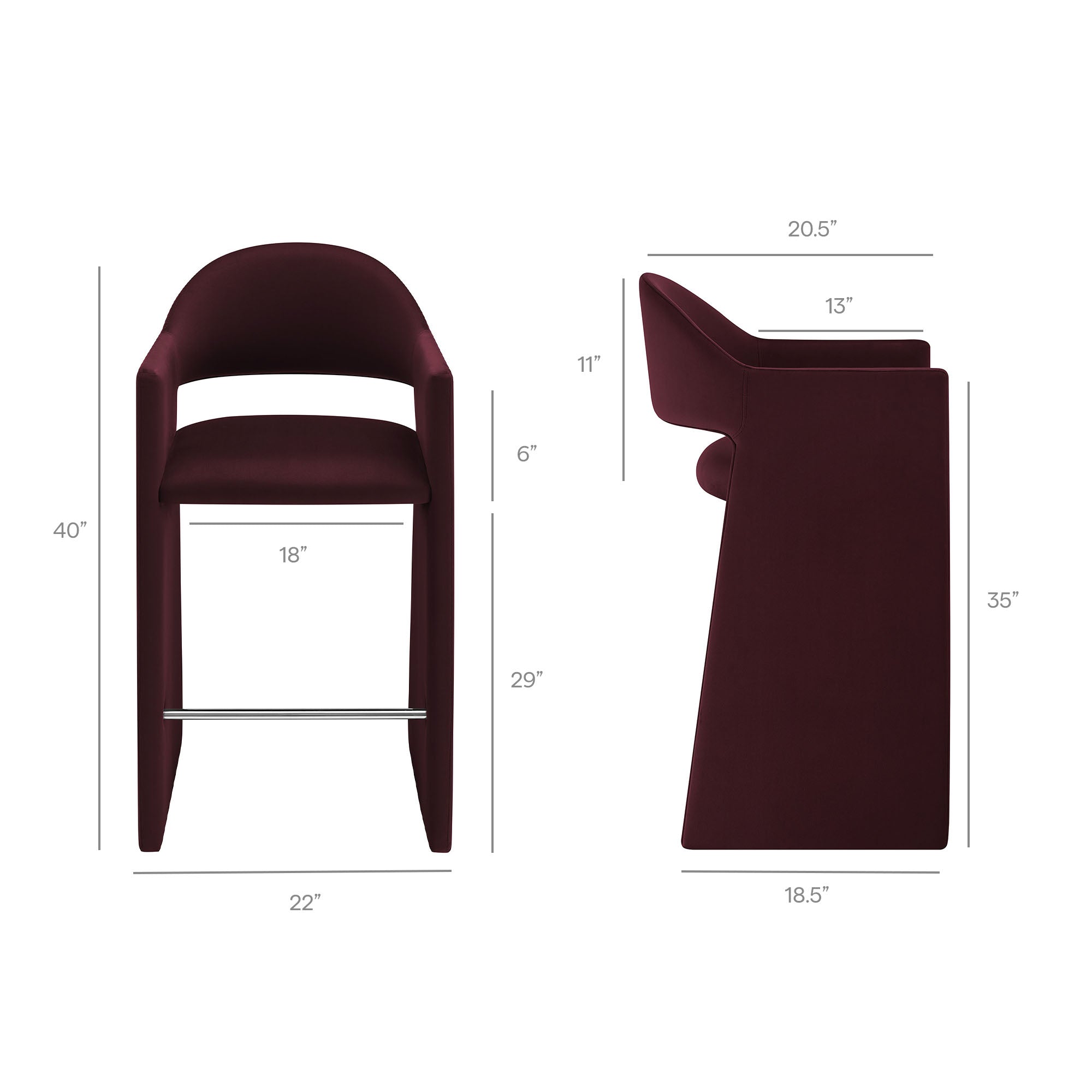 Modway  Talia 41 Inch Performance Velvet Bar Stool