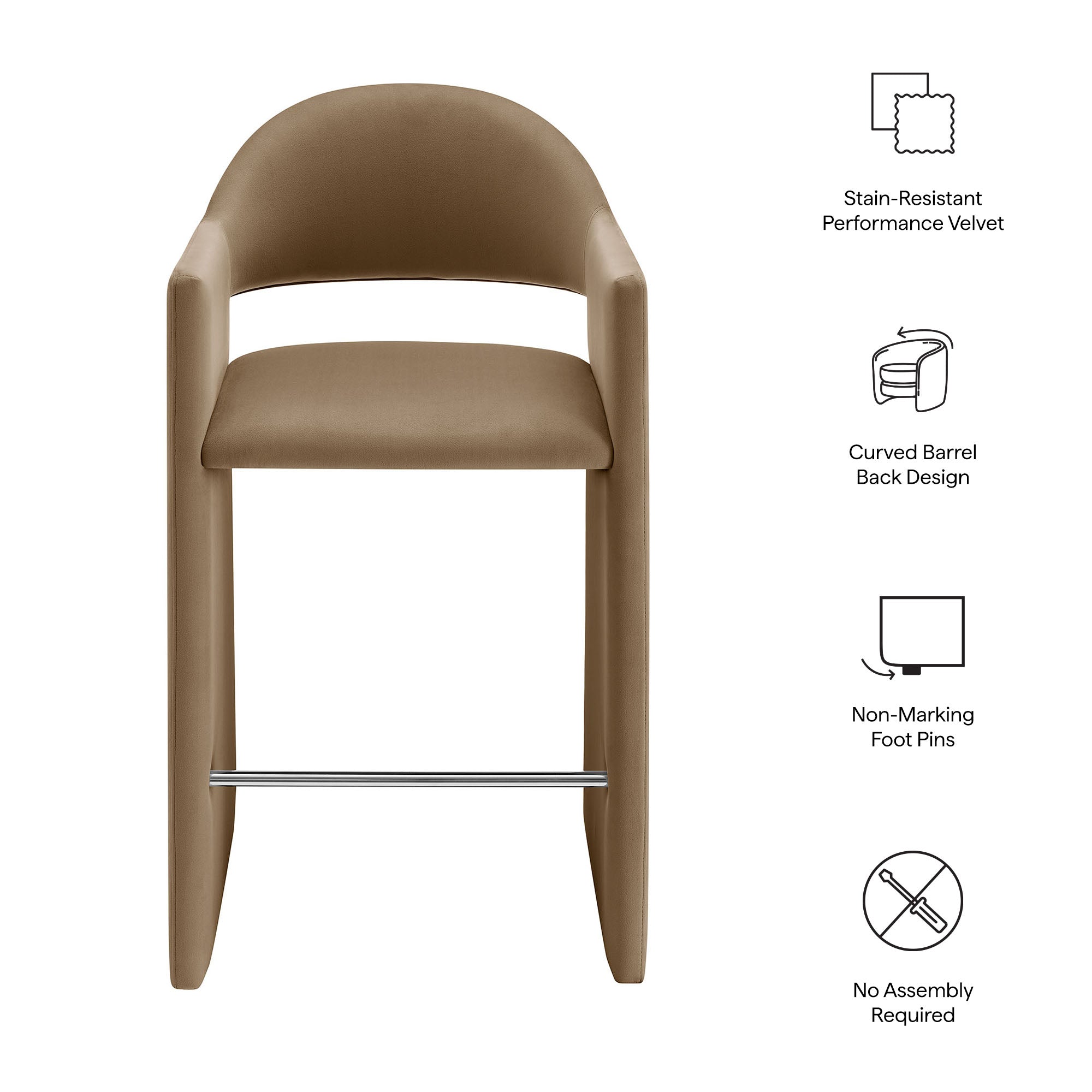 Modway  Talia 41 Inch Performance Velvet Bar Stool
