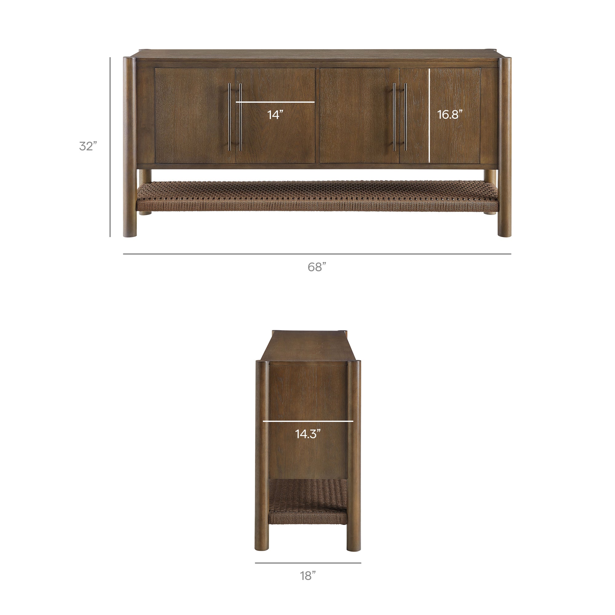 Modway Taschen 4-Door Wood Sideboard Cabinet EEI-7670