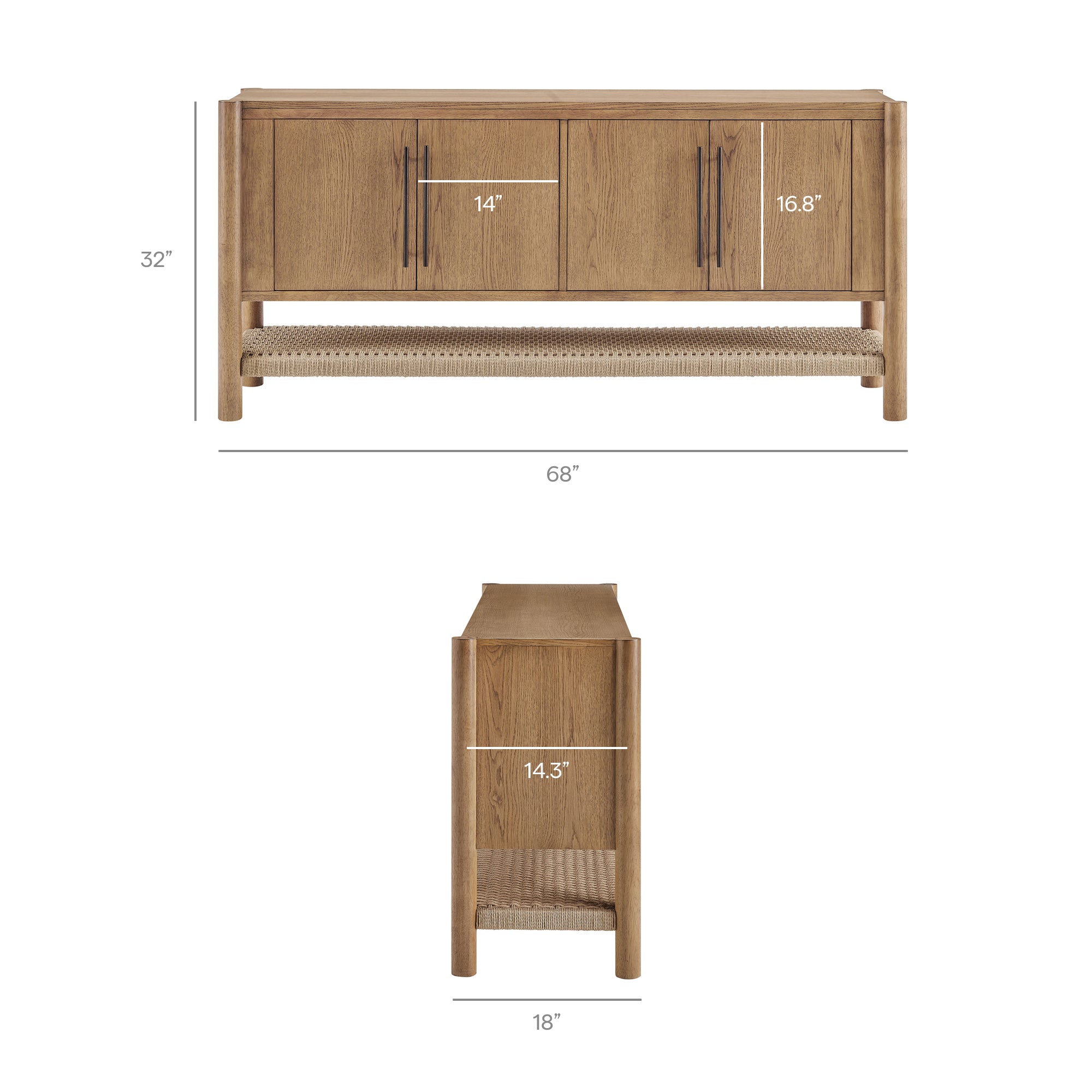 Modway Taschen 4-Door Wood Sideboard Cabinet EEI-7670