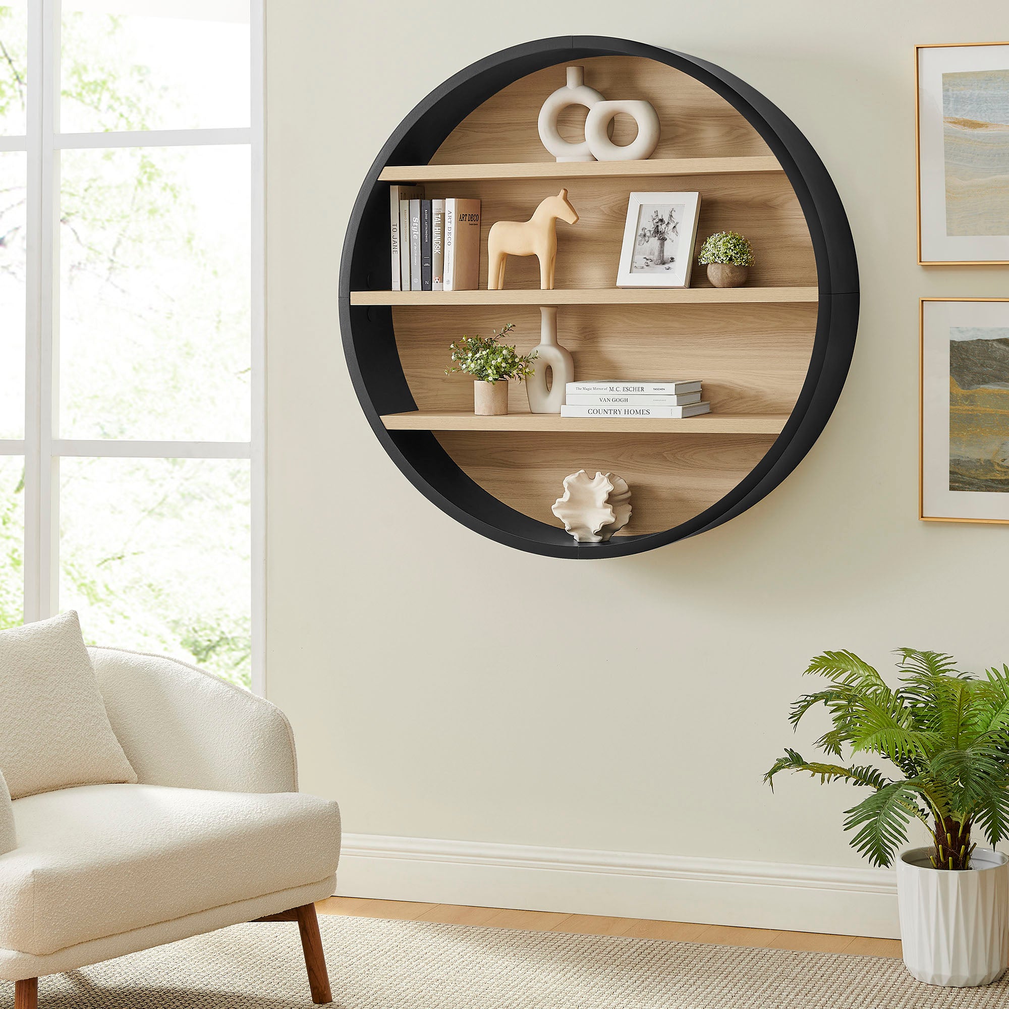 Modway EEI-7672 Romy 47" Round Wall Book Shelf