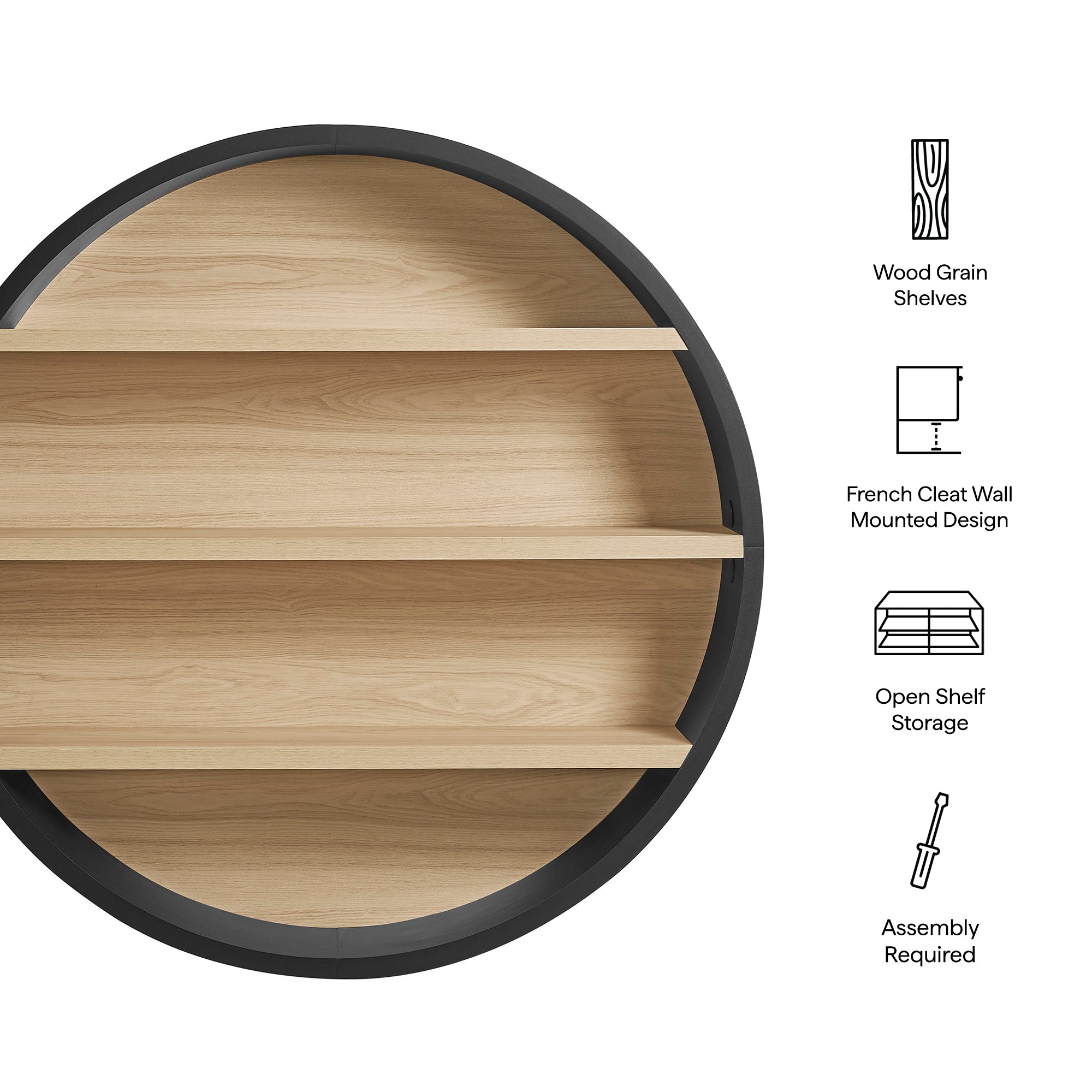 Modway EEI-7672 Romy 47" Round Wall Book Shelf