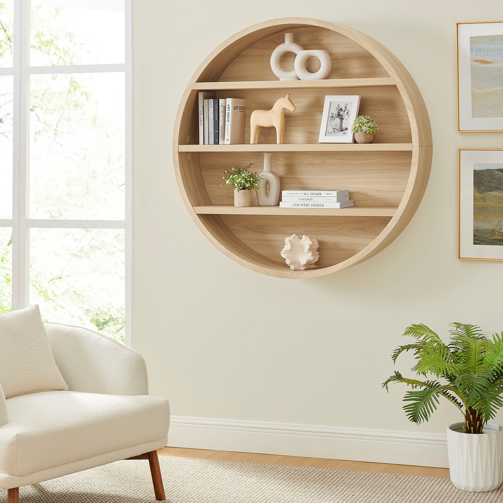 Modway EEI-7672 Romy 47" Round Wall Book Shelf
