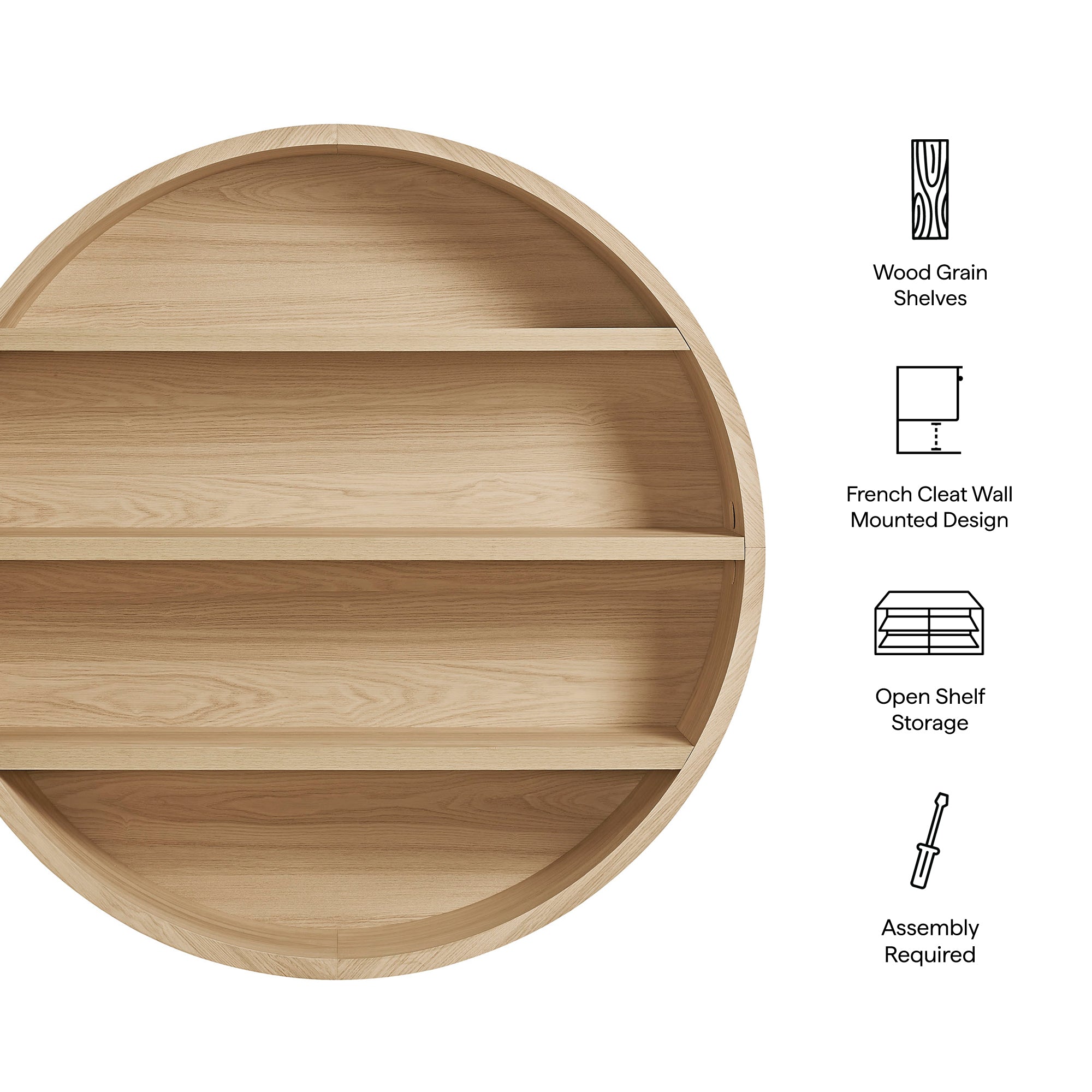 Modway EEI-7672 Romy 47" Round Wall Book Shelf
