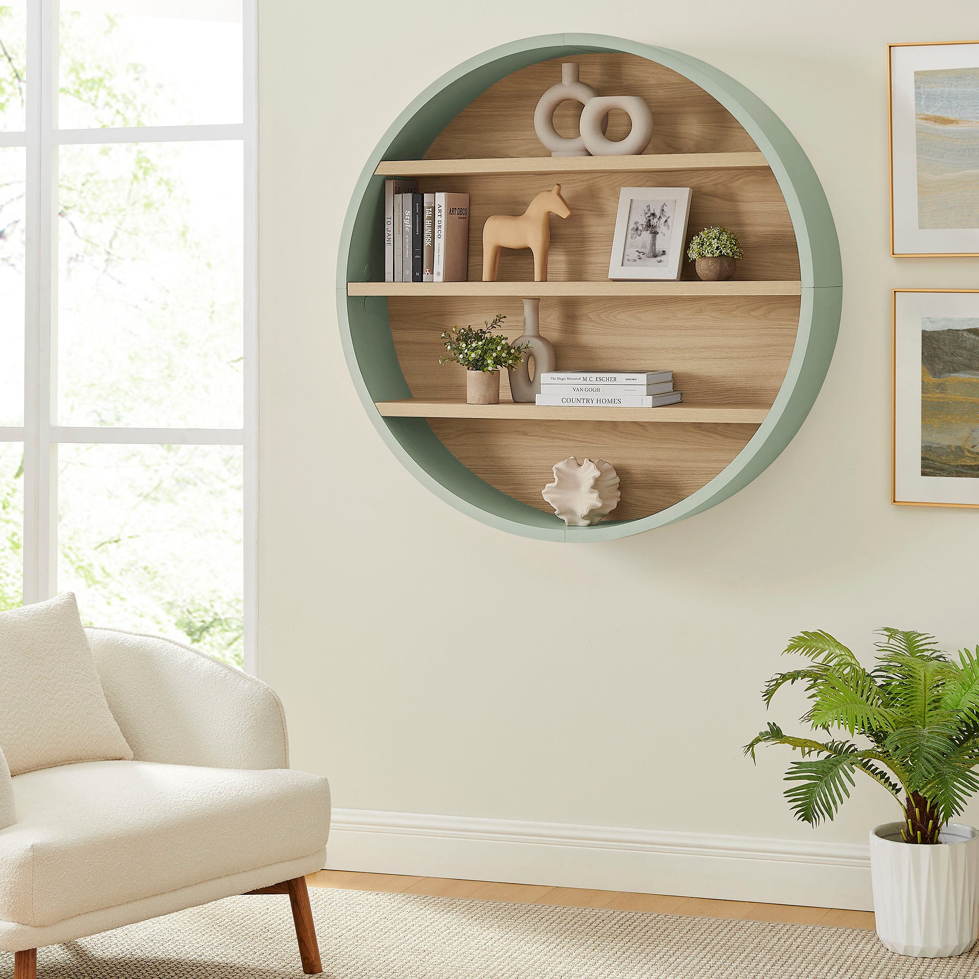Modway EEI-7672 Romy 47" Round Wall Book Shelf