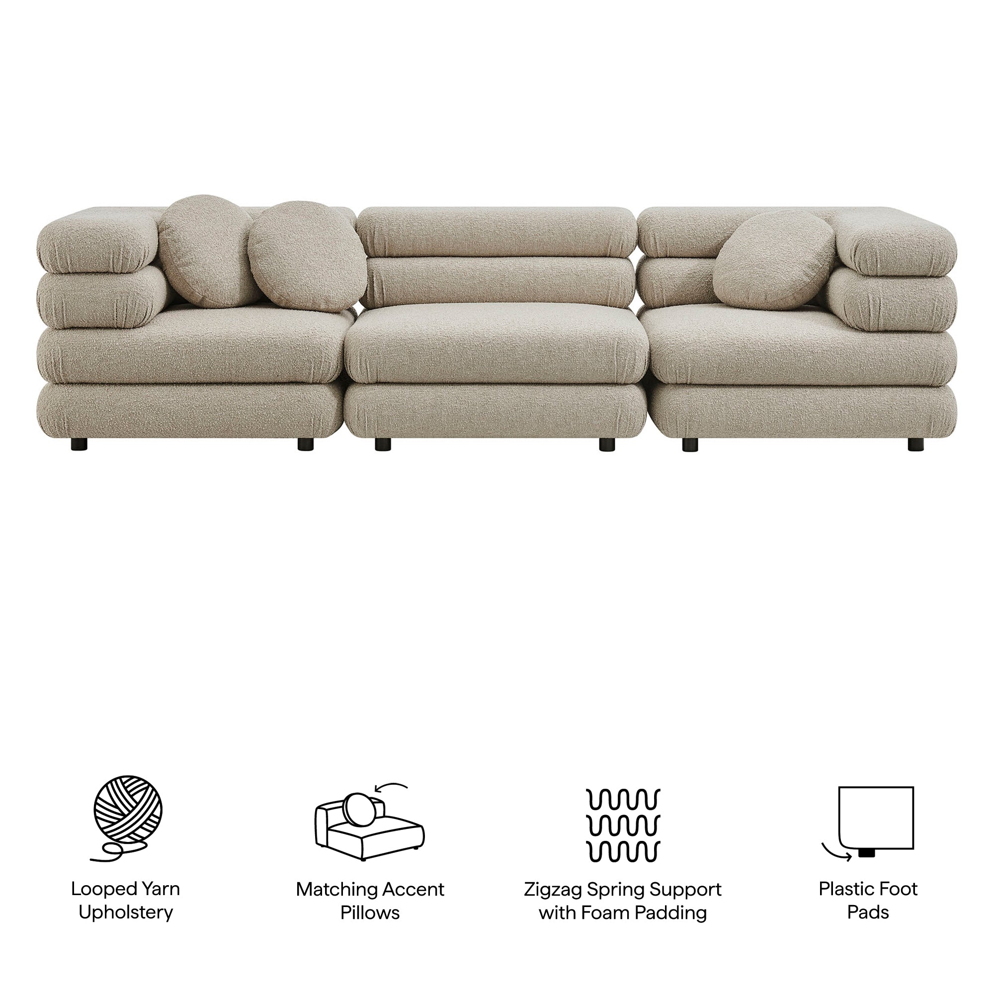 Modway Jubilee 3-Piece Upholstered 3-Piece Modular Sofa Set EEI-7712